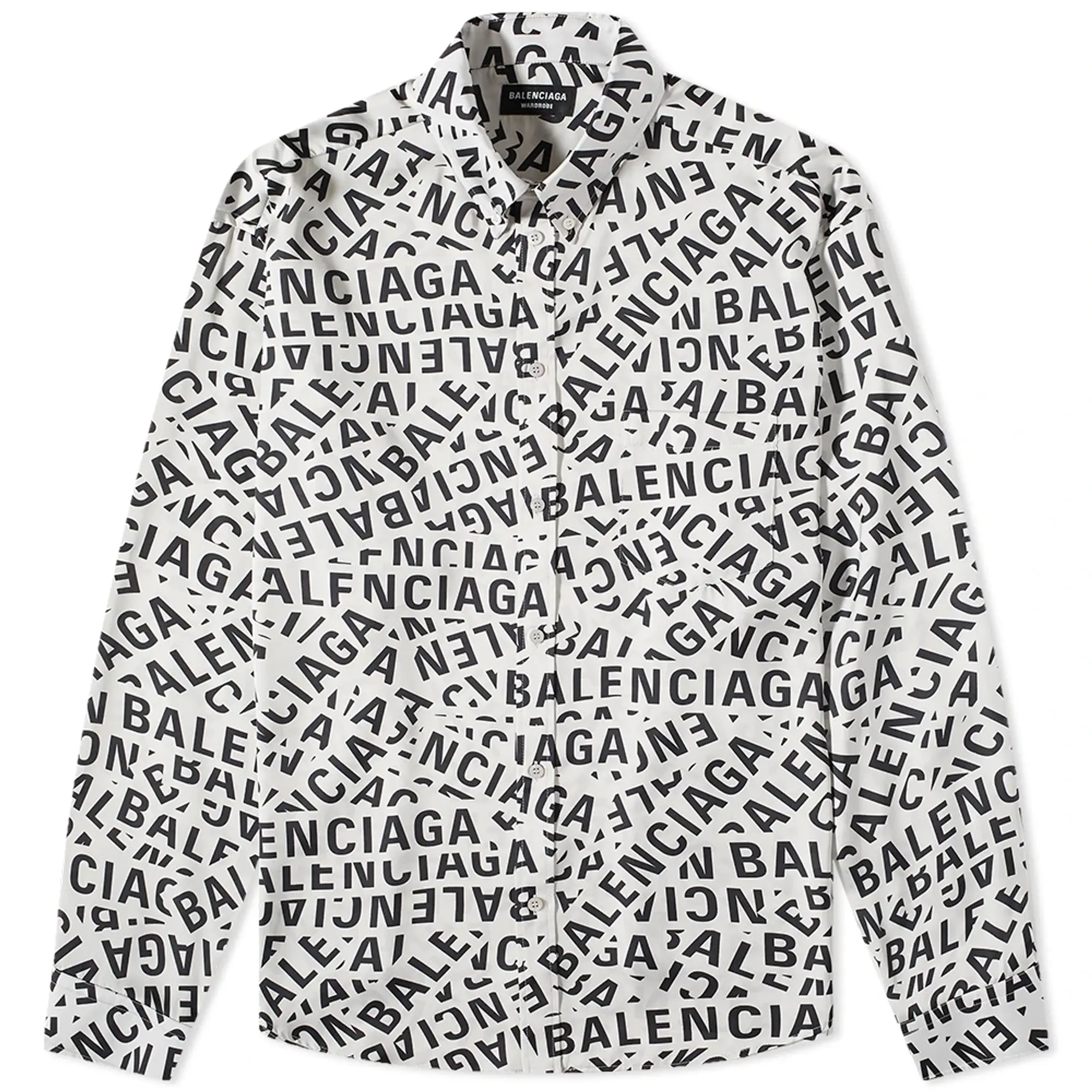 Balenciaga All Over Logo Print Shirt Grey