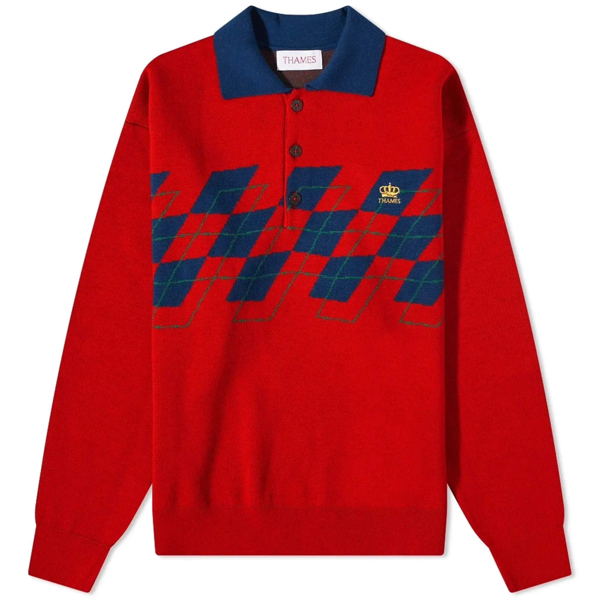 Thames Long Sleeve Aviemore Knit Polo Red