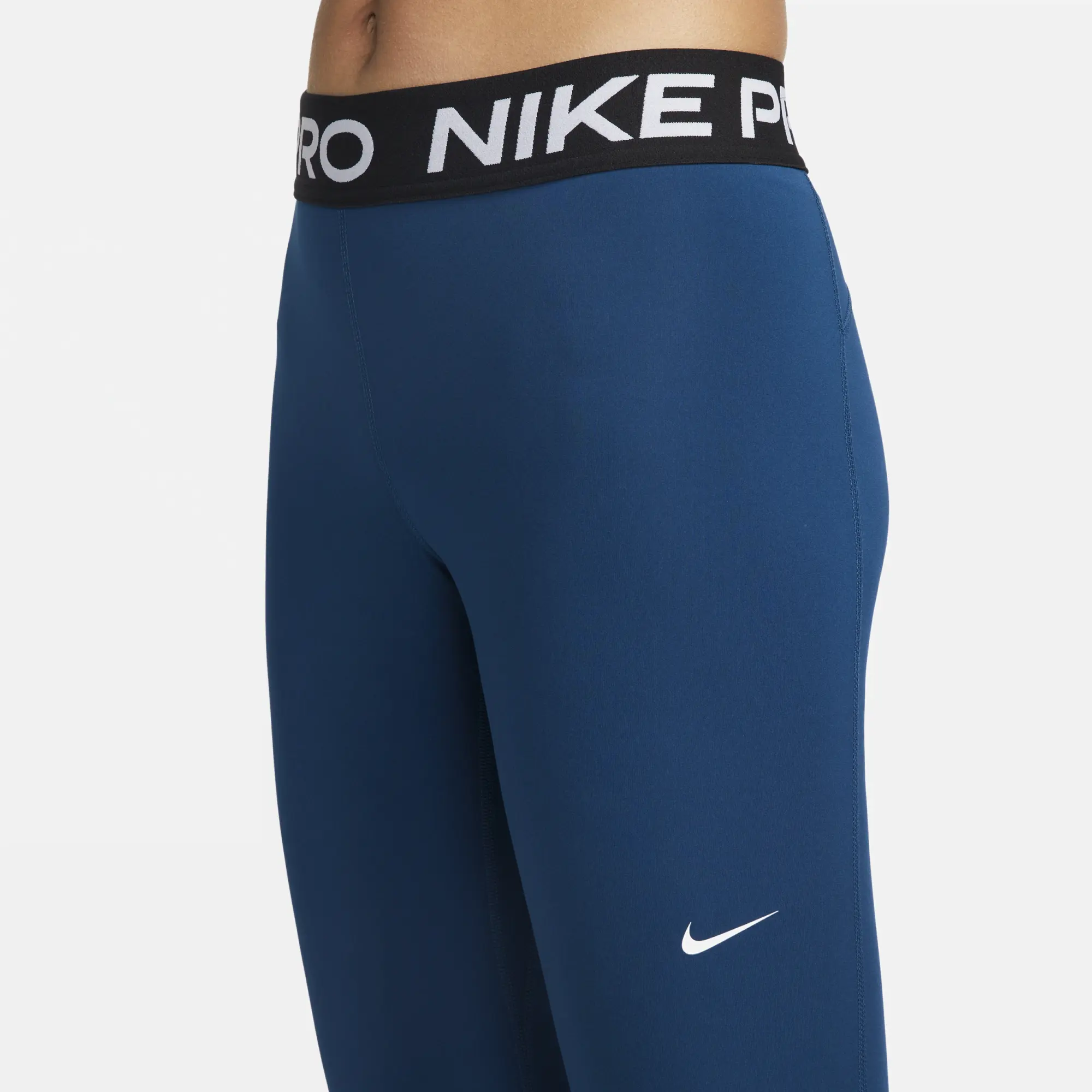 Nike Pro 365 Women's Mid-Rise Cropped Mesh Panel Leggings - Blue