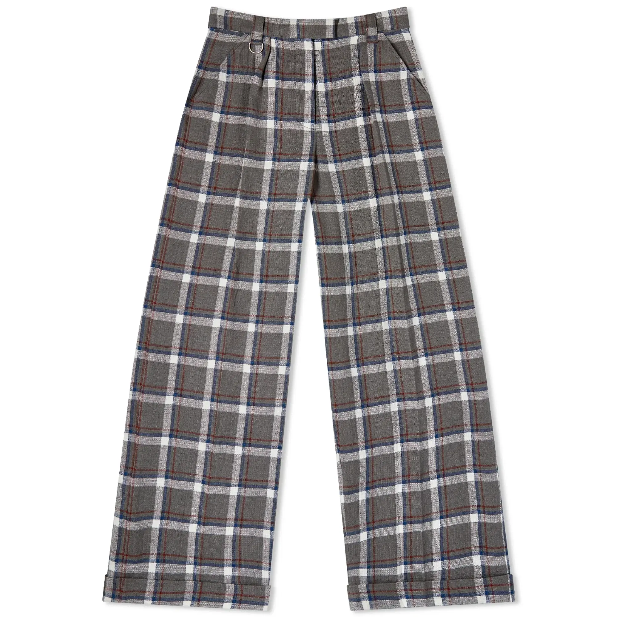 Kenzo Women's Tailored Wide Leg Checked Pant Misty Grey