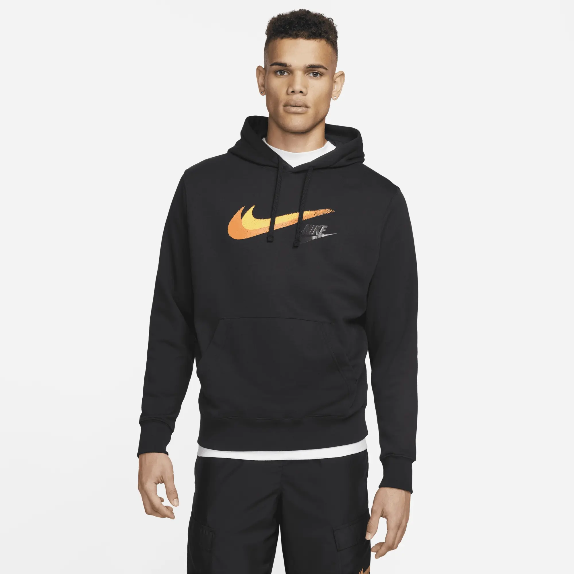 Nike Double Swoosh Hoodie - Black - Mens - Mens | FQ7163-010 | FOOTY.COM