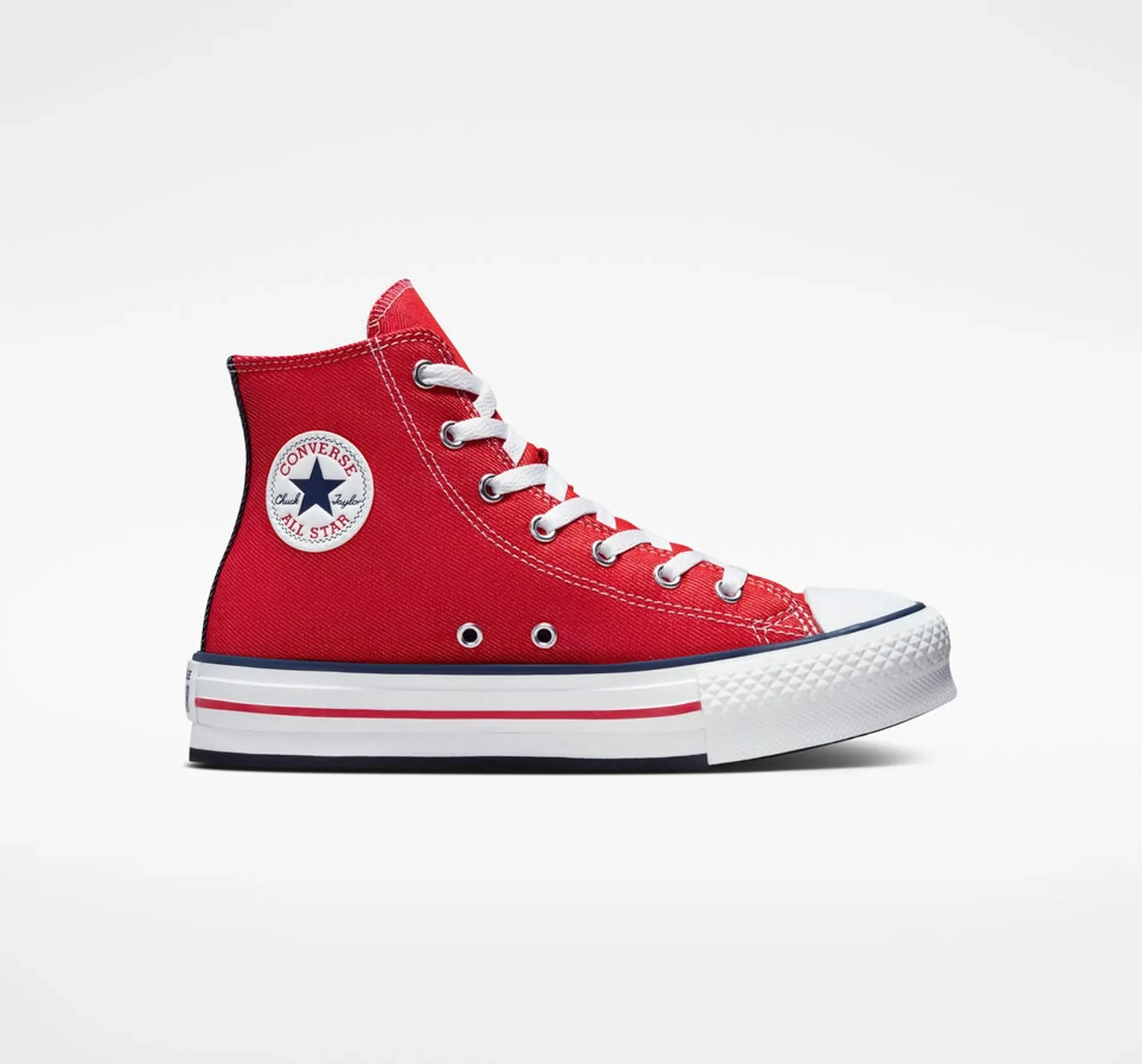 Converse Red All Star Hi Eva Lift Denim Youth Trainers