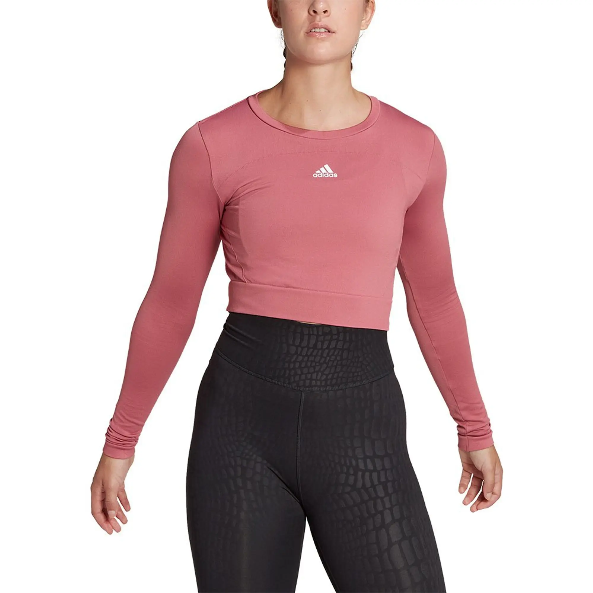 adidas Knit Designed2Move Training Workout Long Sleeve T-Shirt - Pink, Pink