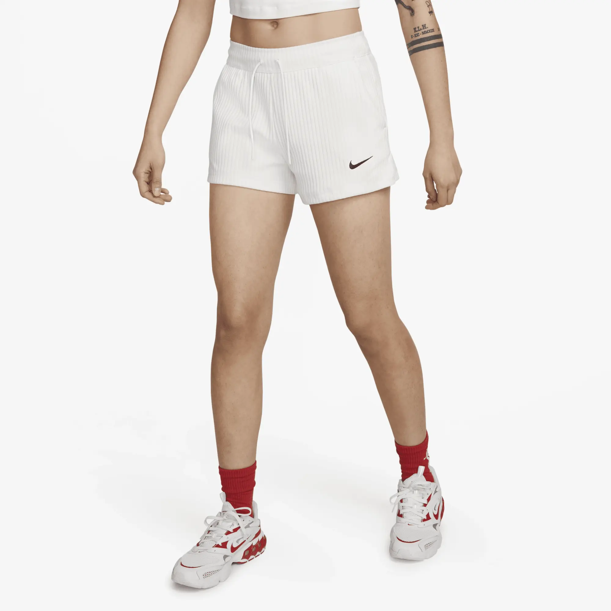 Nike Sportswear Women's High-Waisted Ribbed Jersey Shorts - White
