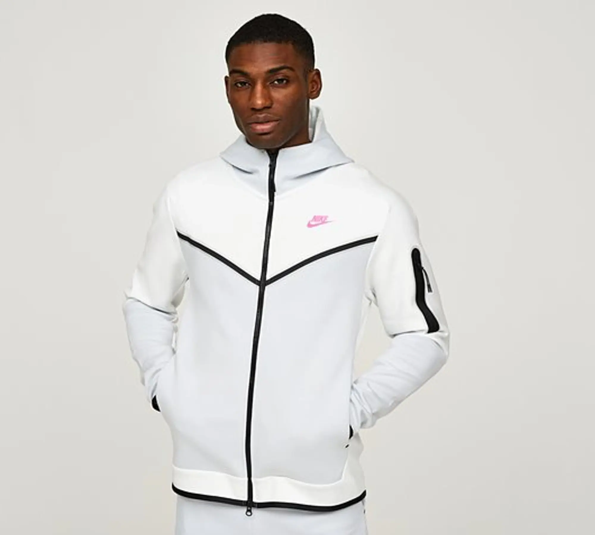Nike Tech Fleece Colour Block Hoodie - Summit White / Pure Platinum / Hyper Pink