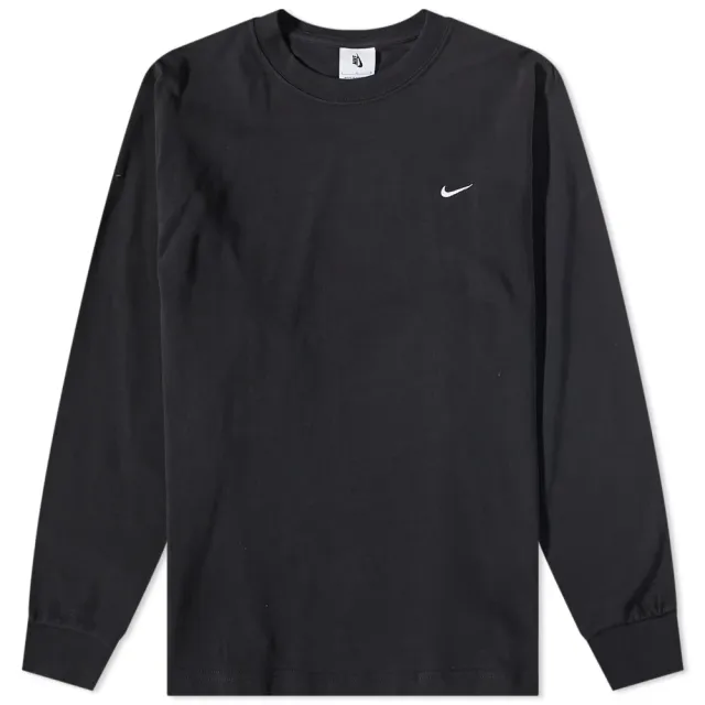 Nike Men's Long Sleeve Solo Swoosh T-Shirt Black/White | DX0884-010 ...
