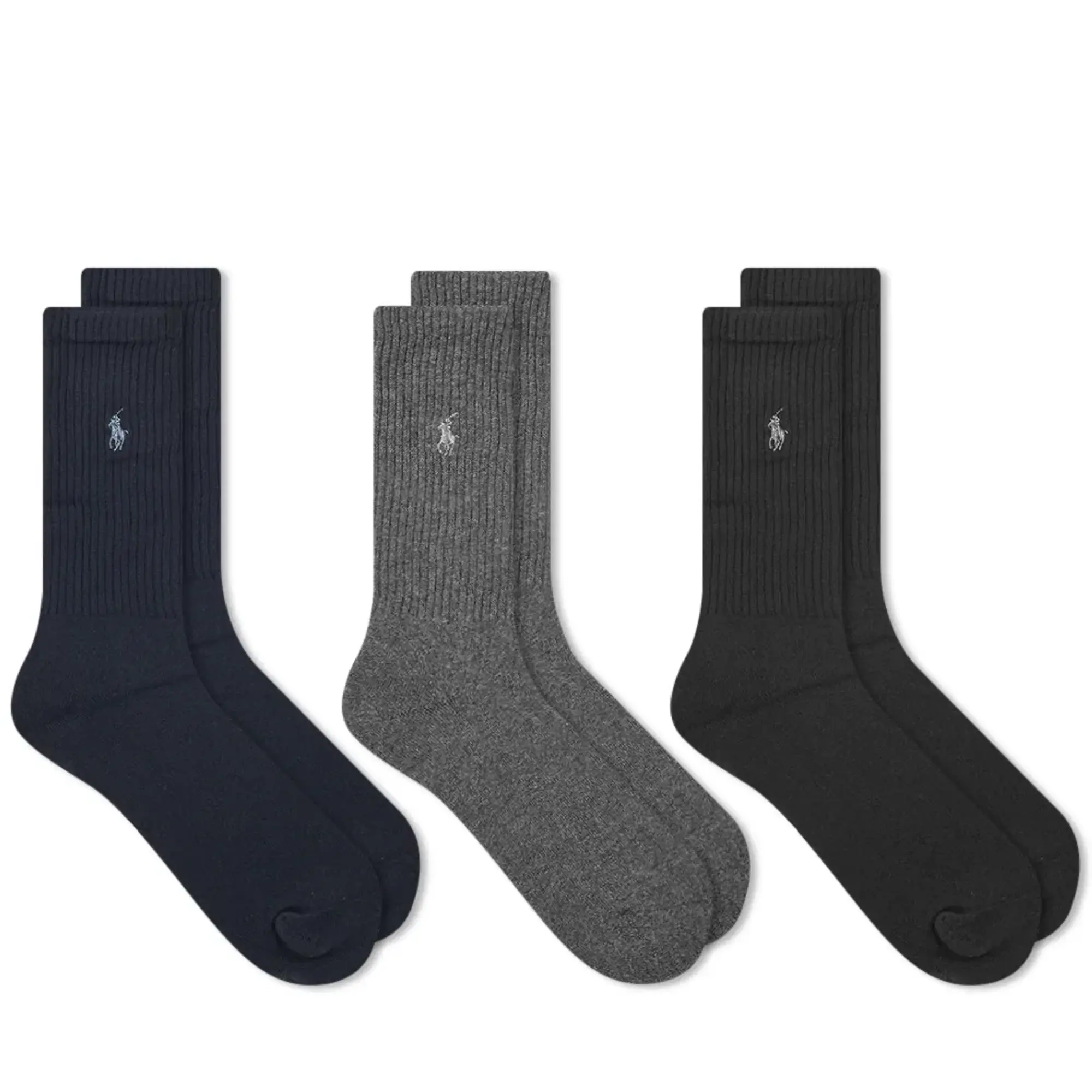 Polo Ralph Lauren Crew Sock 3-Pack - Navy / Charcoal Heather / Black