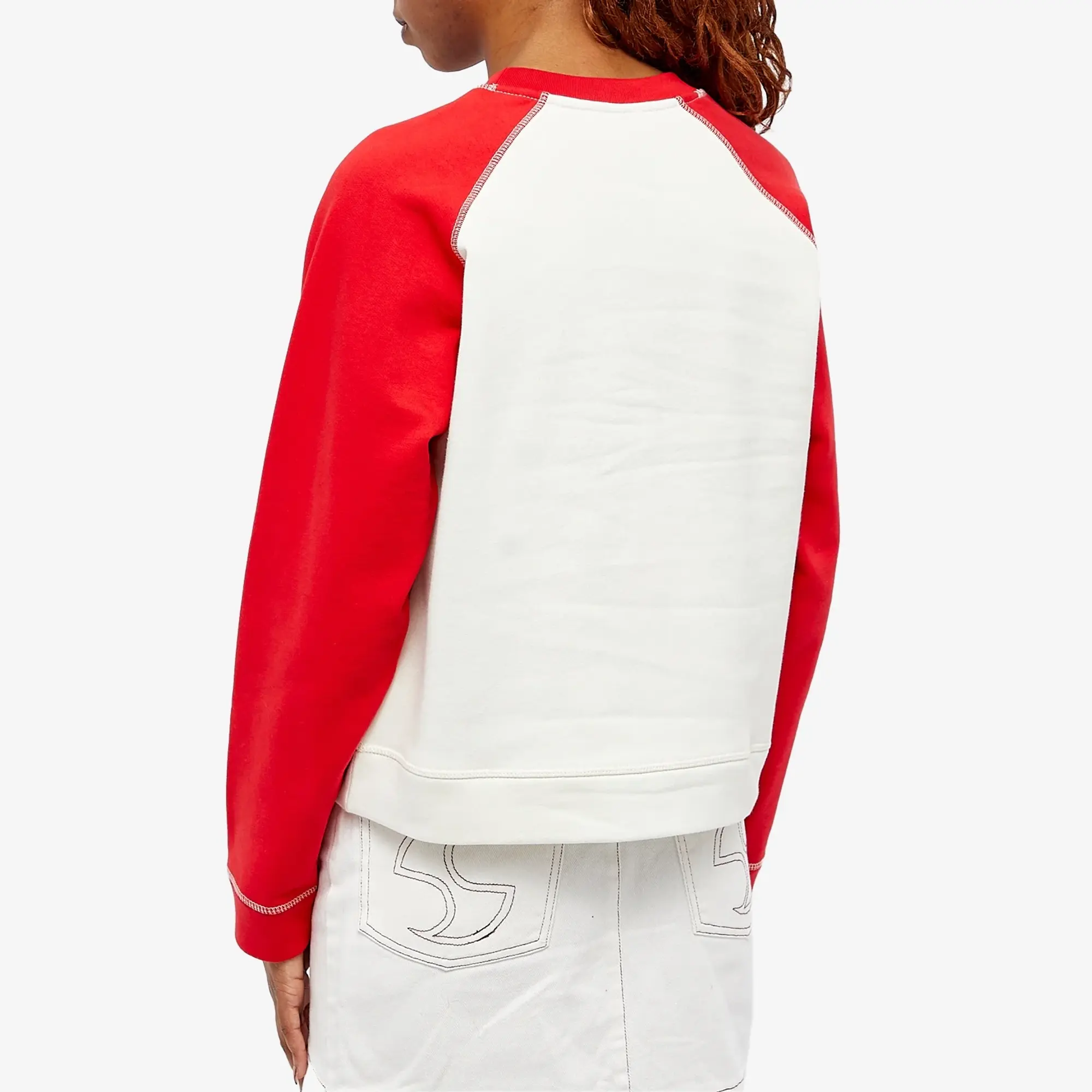 GANNI Women's Isoli Contrast Sleeve Sweatshirt Egret