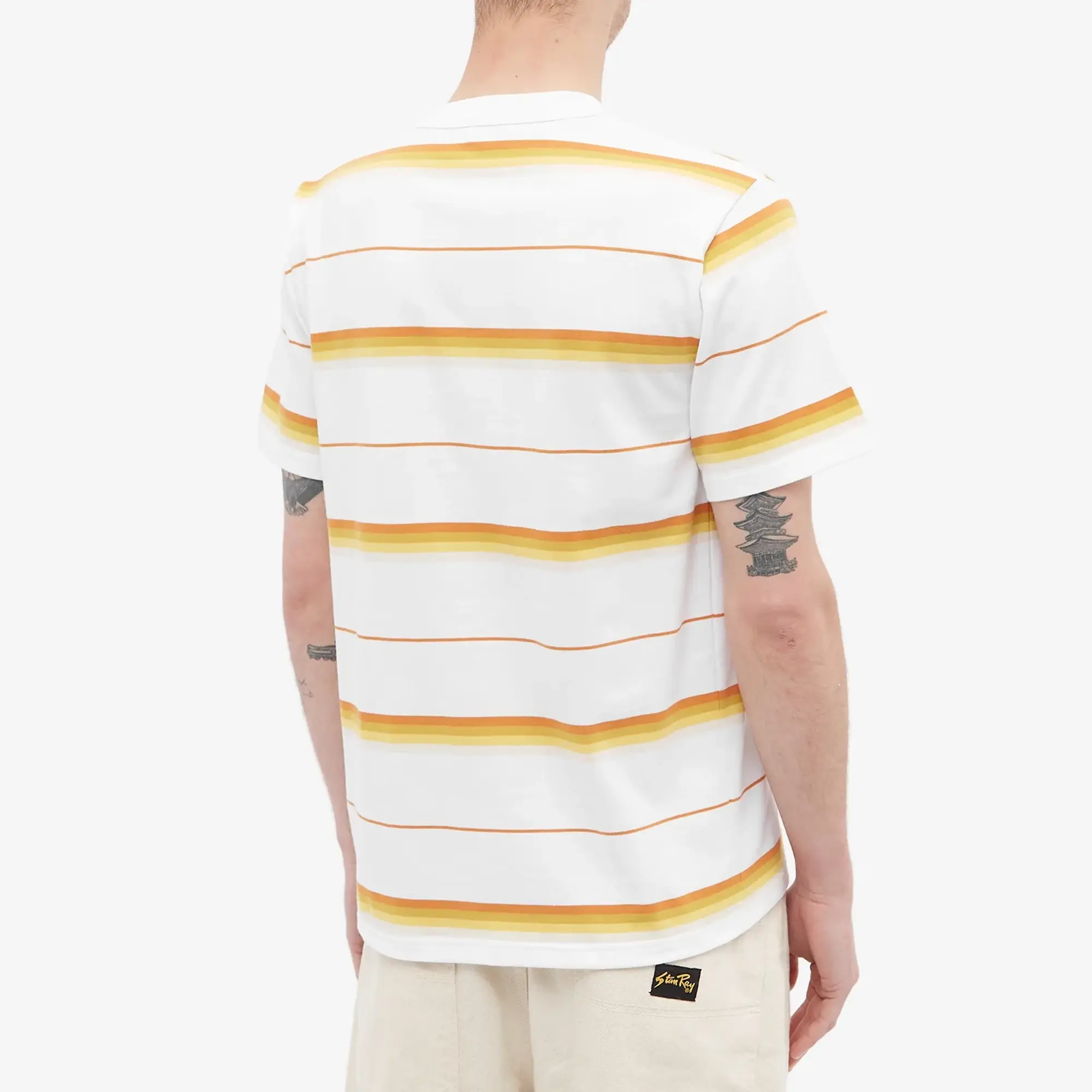Armor-Lux Men's Stripe T-Shirt White/Yellow/Rusty