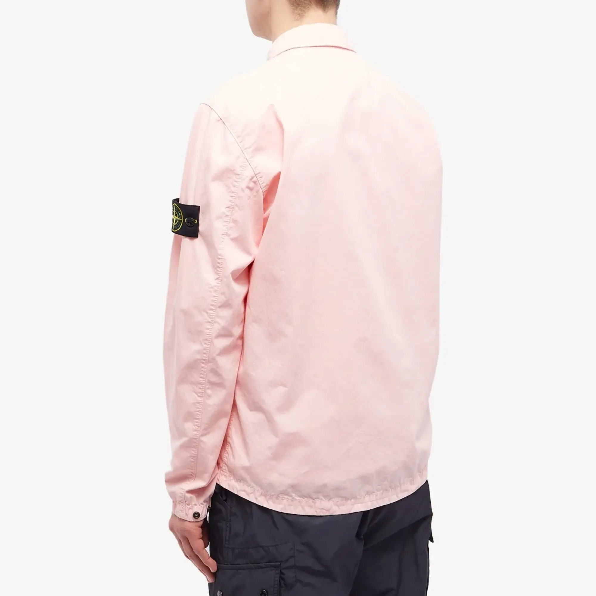 Stone Island Men's Brushed Cotton Canvas Zip Shirt Jacket Pink