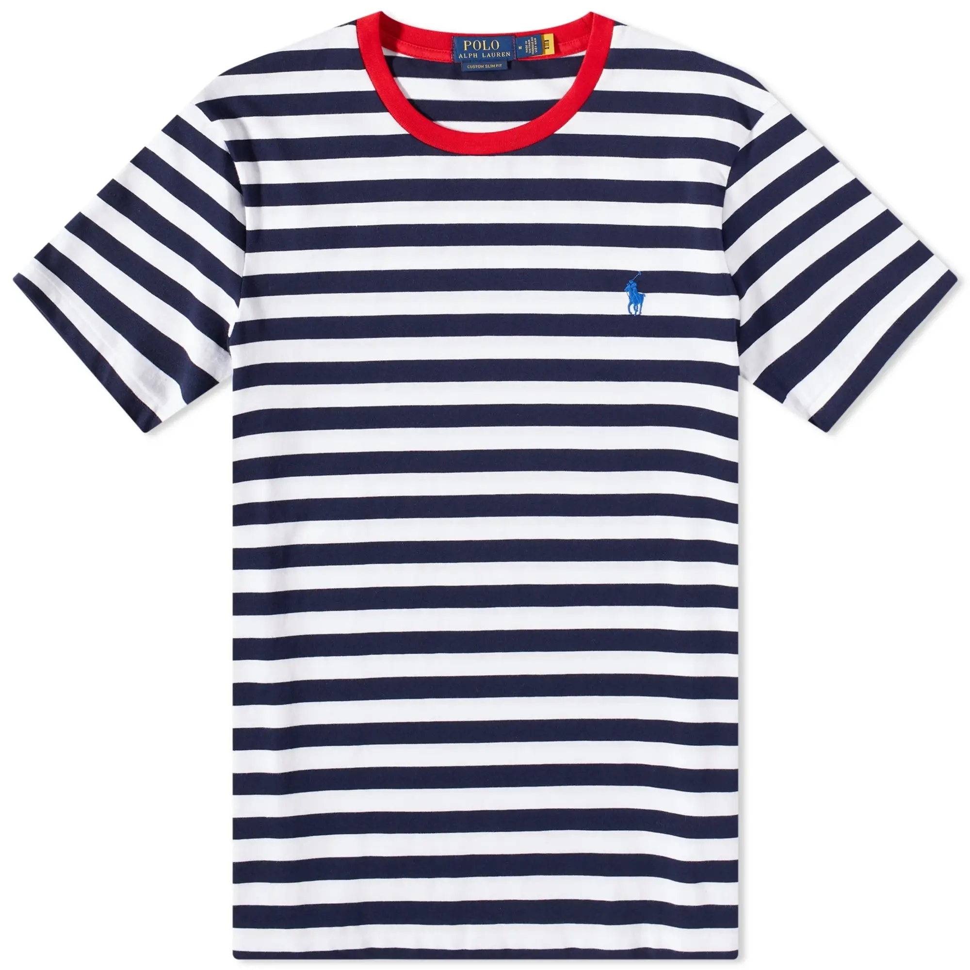 Polo Ralph Lauren Icon Logo Stripe T-Shirt Custom Fit In Navy/White
