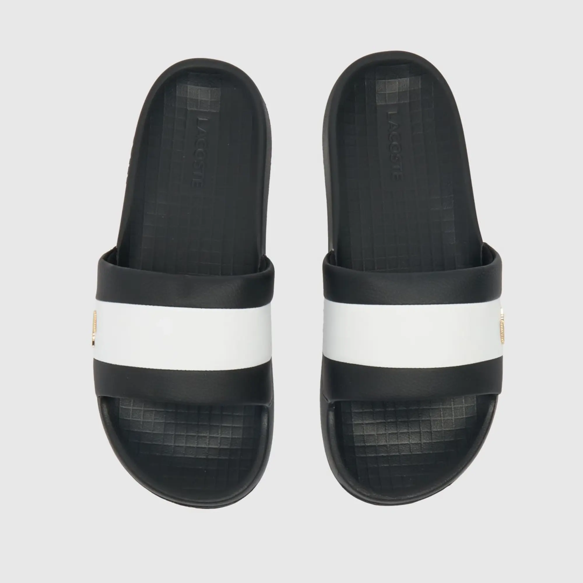 Lacoste Serve Slide Hybrid Sandals In Black & White