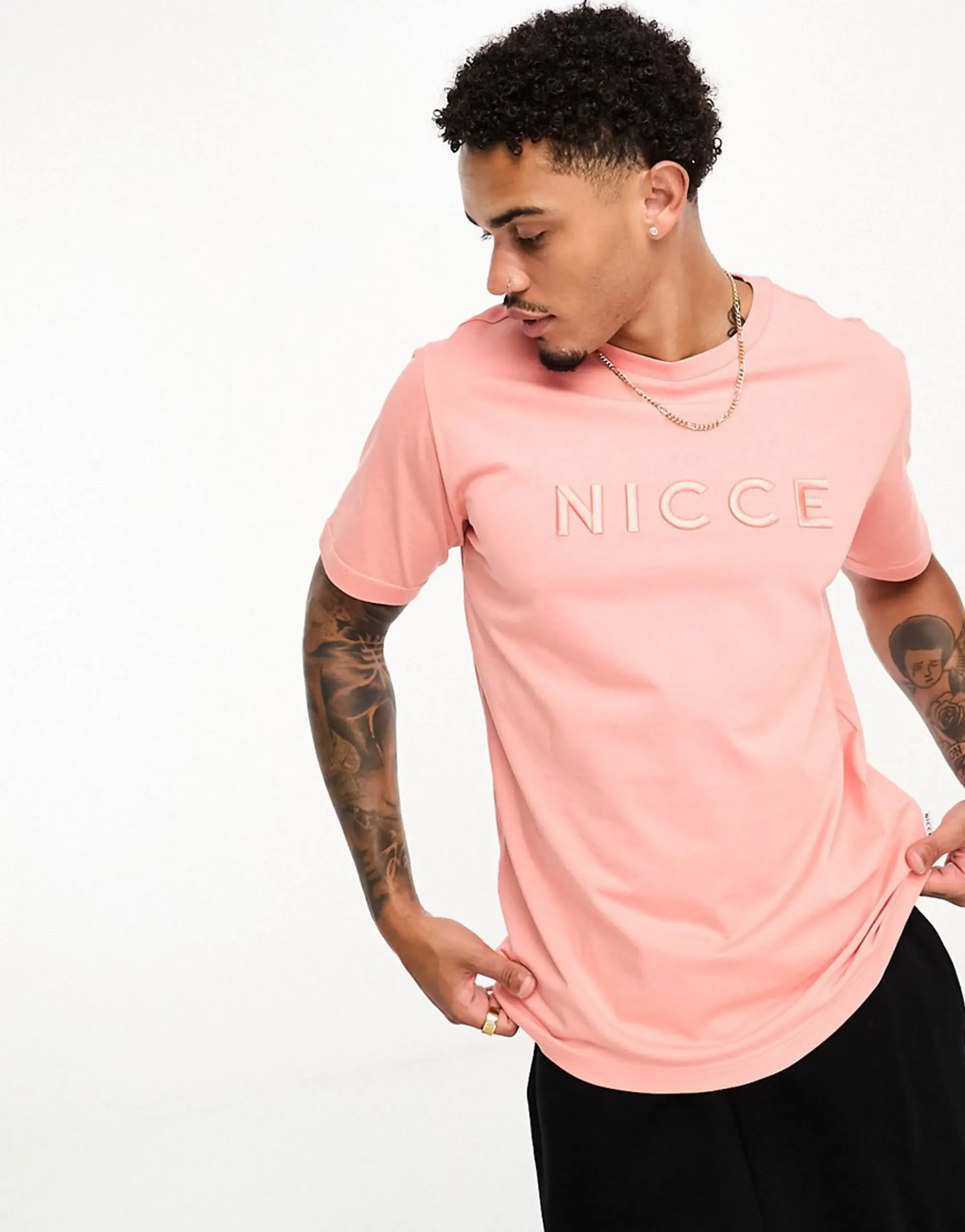 Nicce Mercury T-Shirt In Peach-Pink