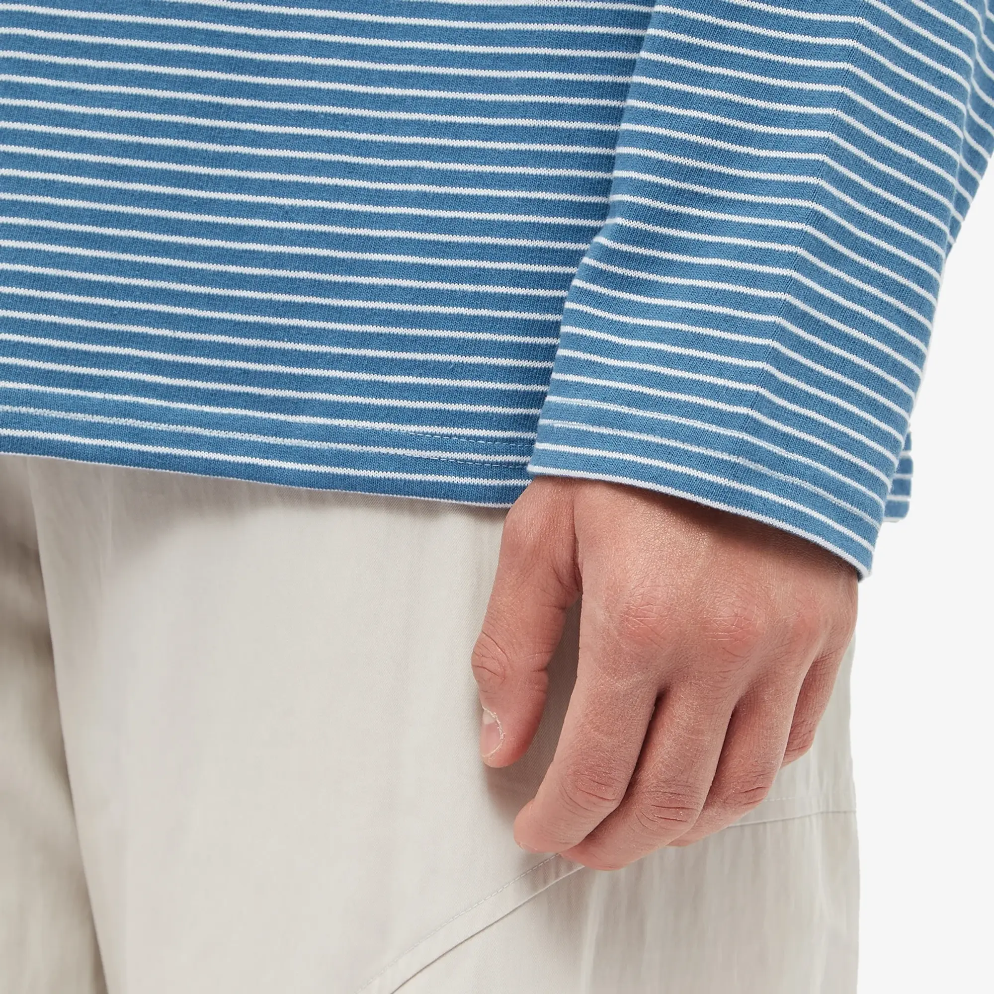 FrizmWORKS Men's Long Sleeve Oversized Stripe T-Shirt Steel Blue
