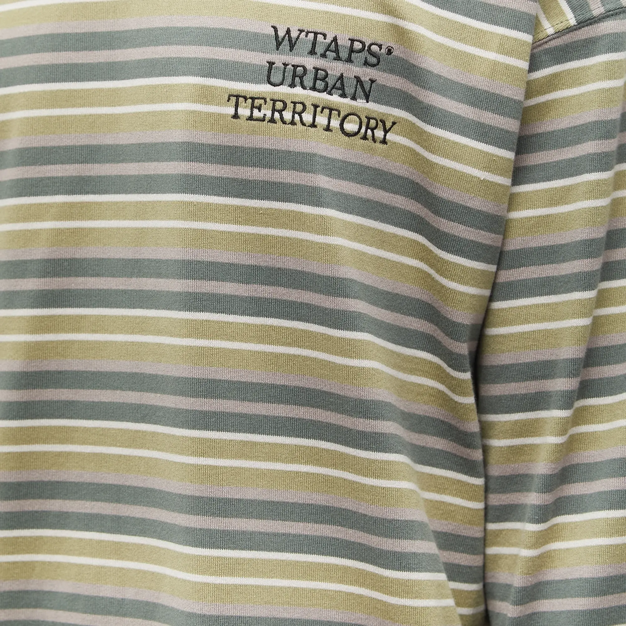 WTAPS Men's 06 Long Sleeve Stripe T-Shirt Olive Drab