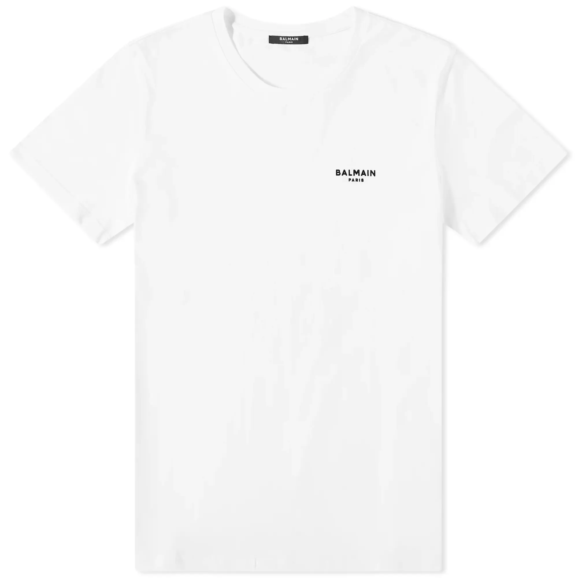 Balmain Men's Flock Small Logo T-Shirt White/Black