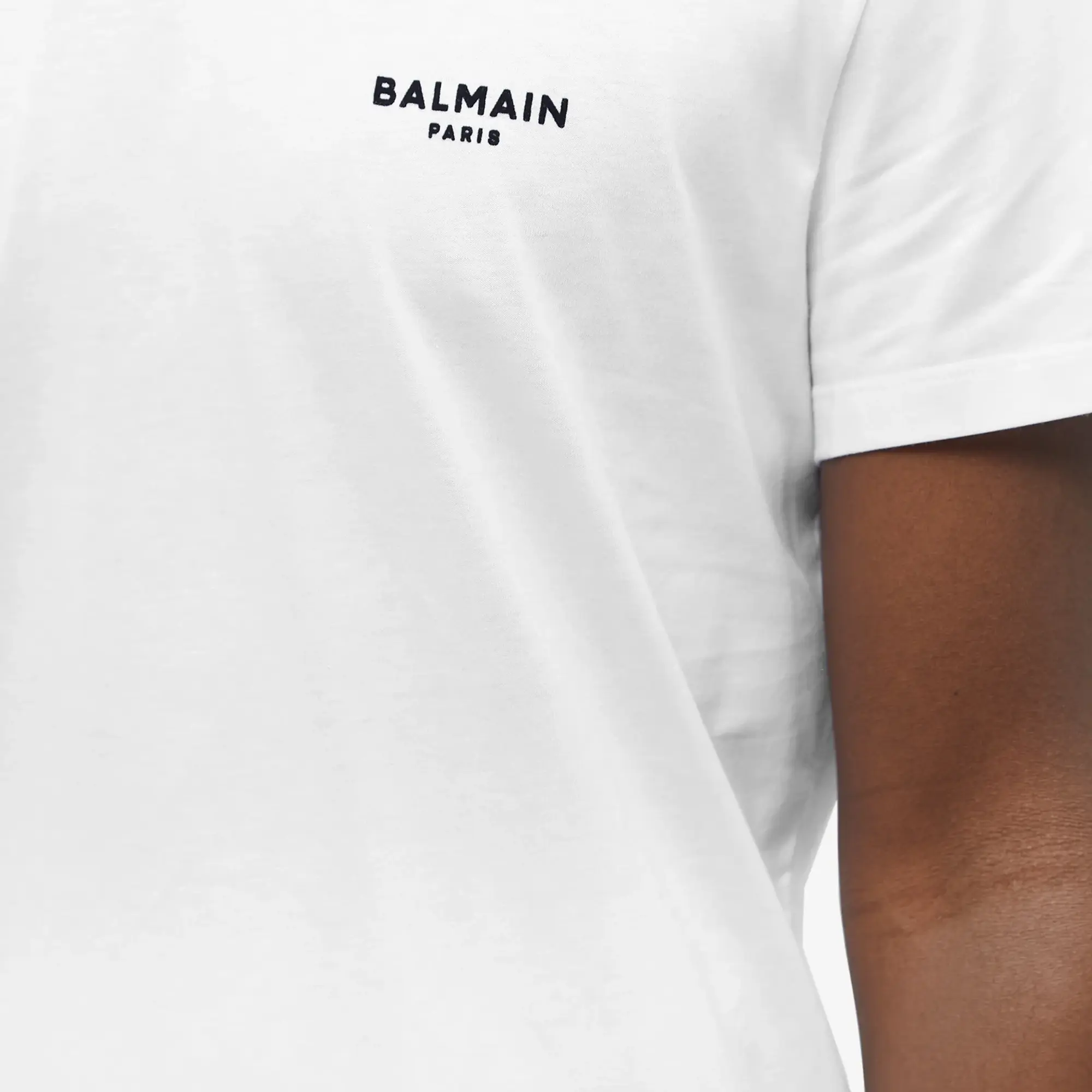Balmain Men's Flock Small Logo T-Shirt White/Black