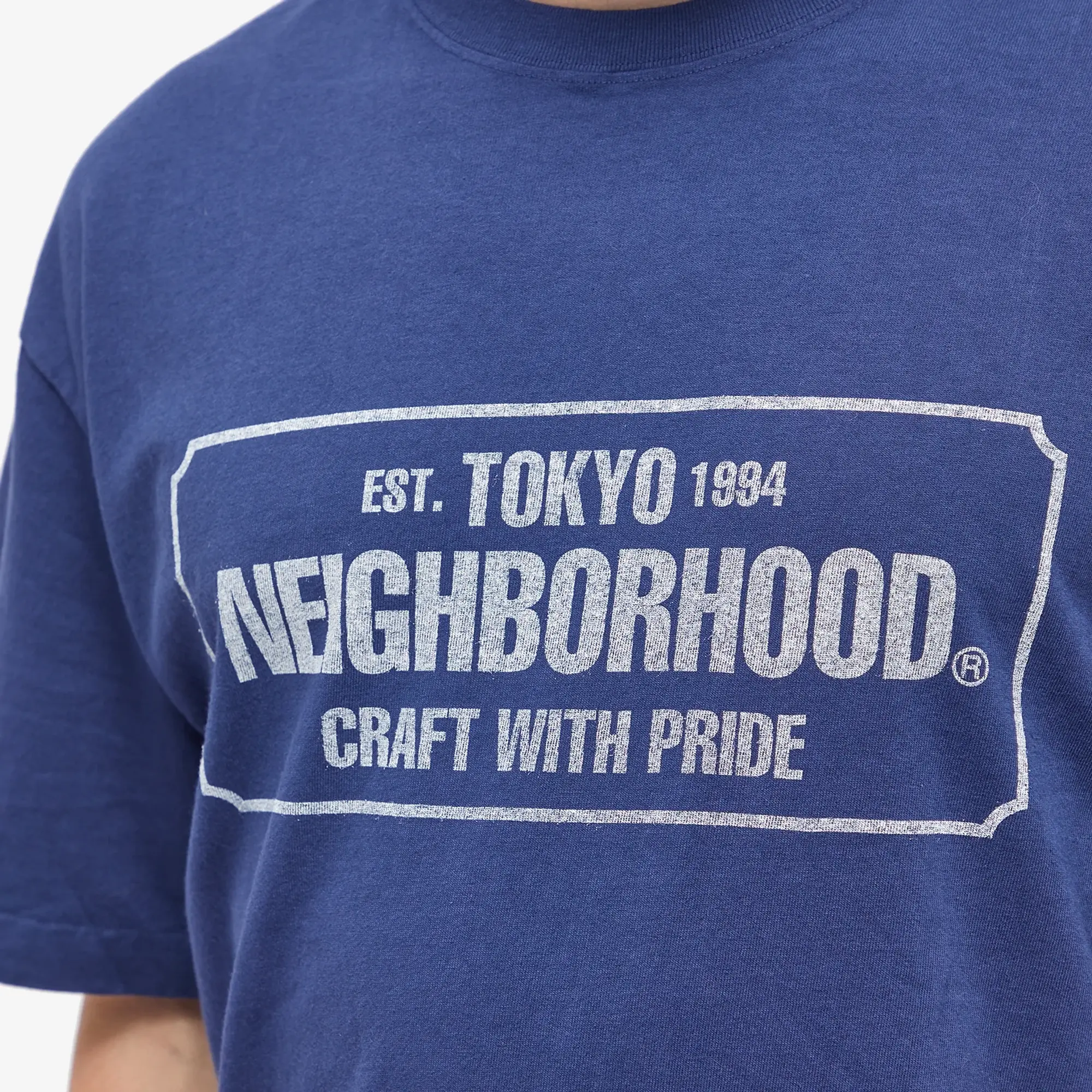 Neighborhood Men's Sulfur Dye Logo T-Shirt Navy