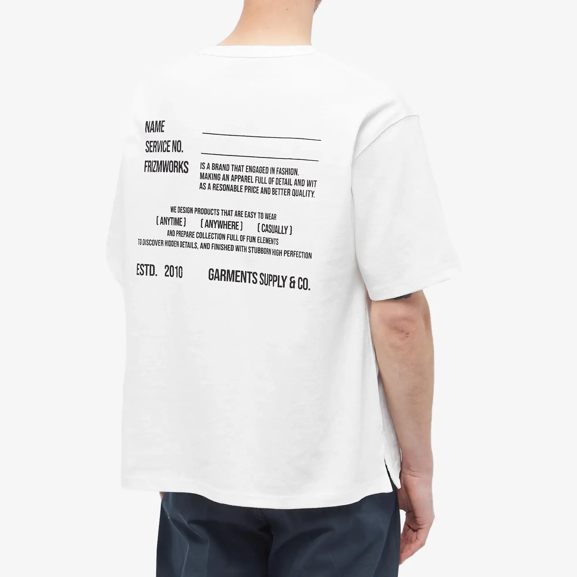 FrizmWORKS Men's Service Label T-Shirt White