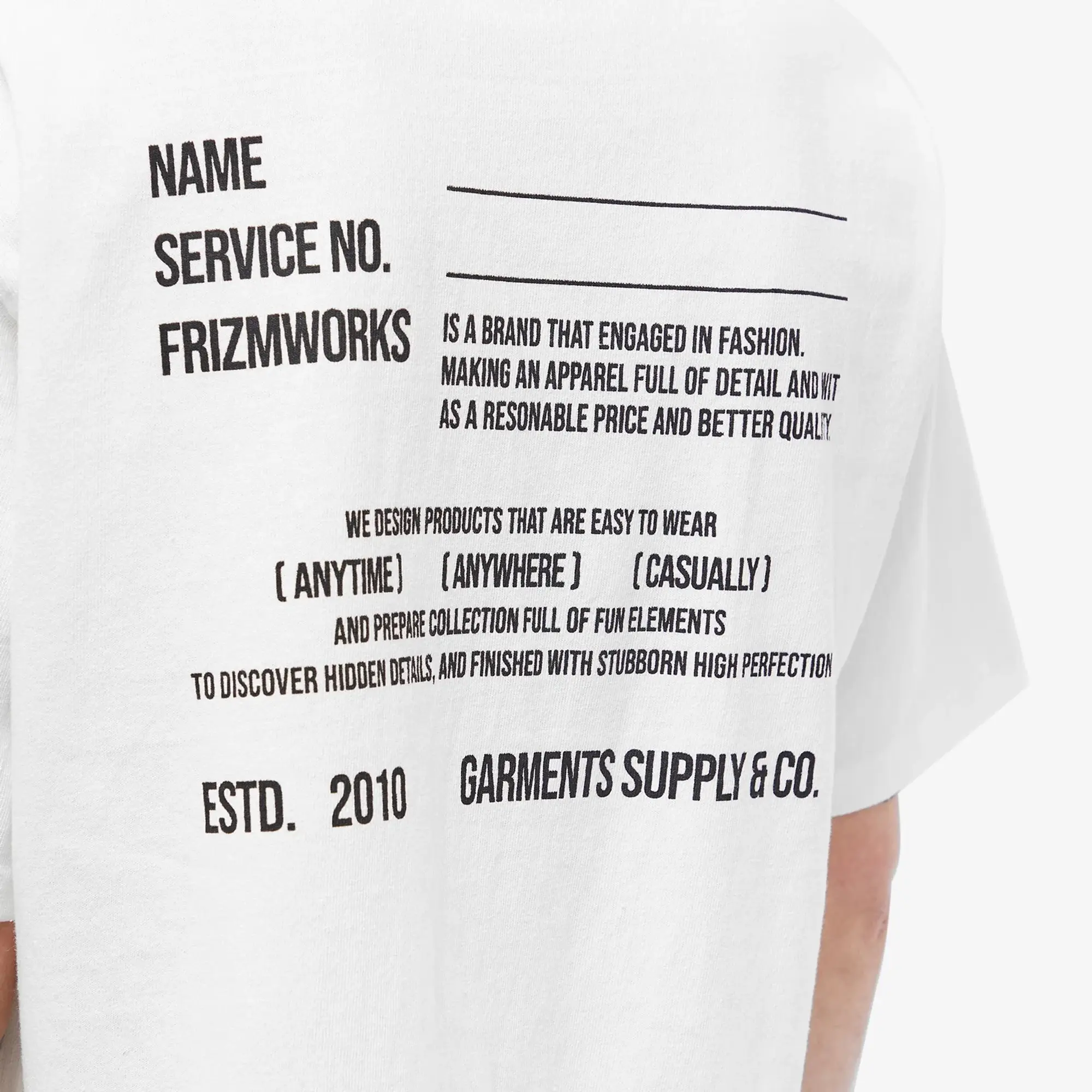 FrizmWORKS Men's Service Label T-Shirt White