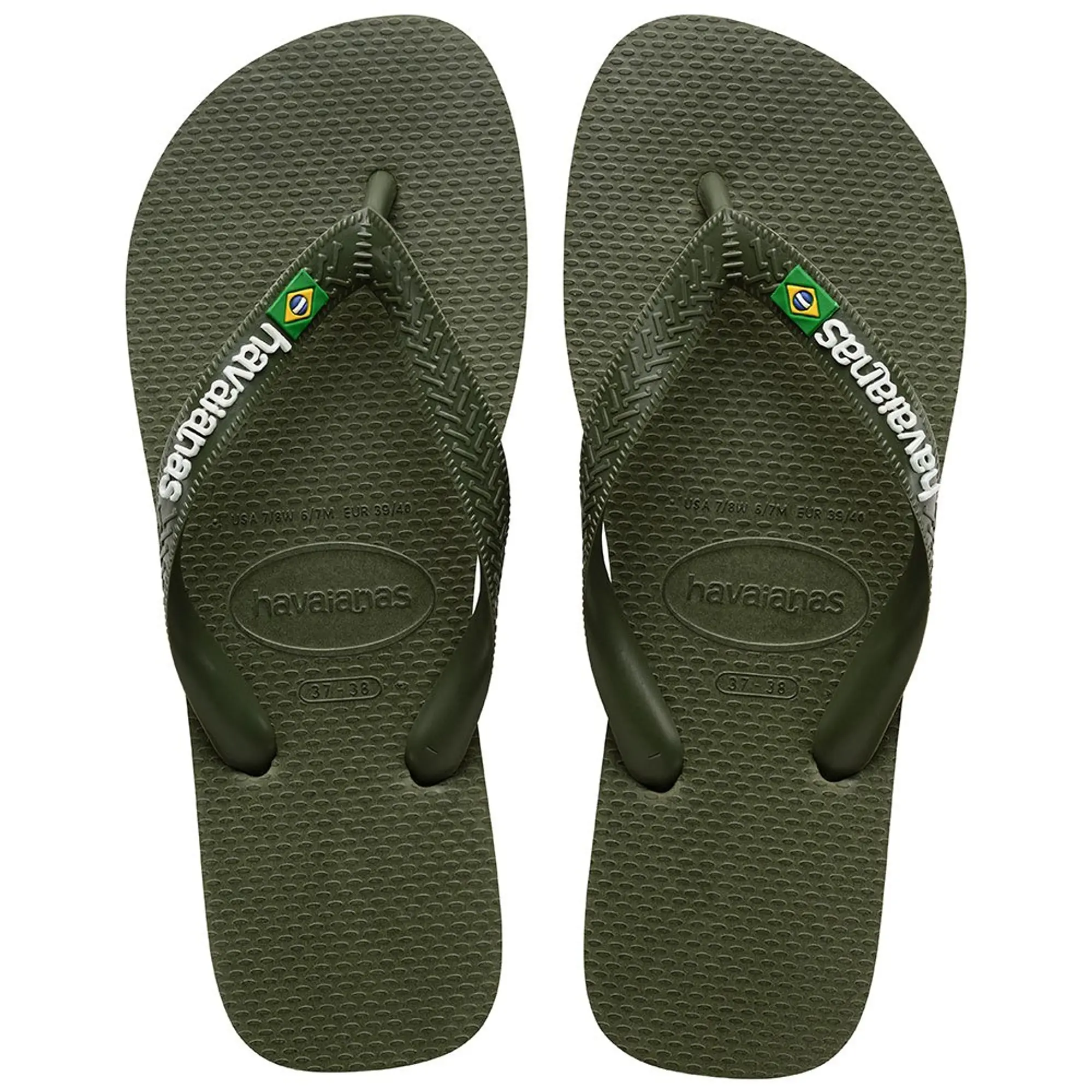 Havaianas Brazil Logo Flip Flops - Green - Mens