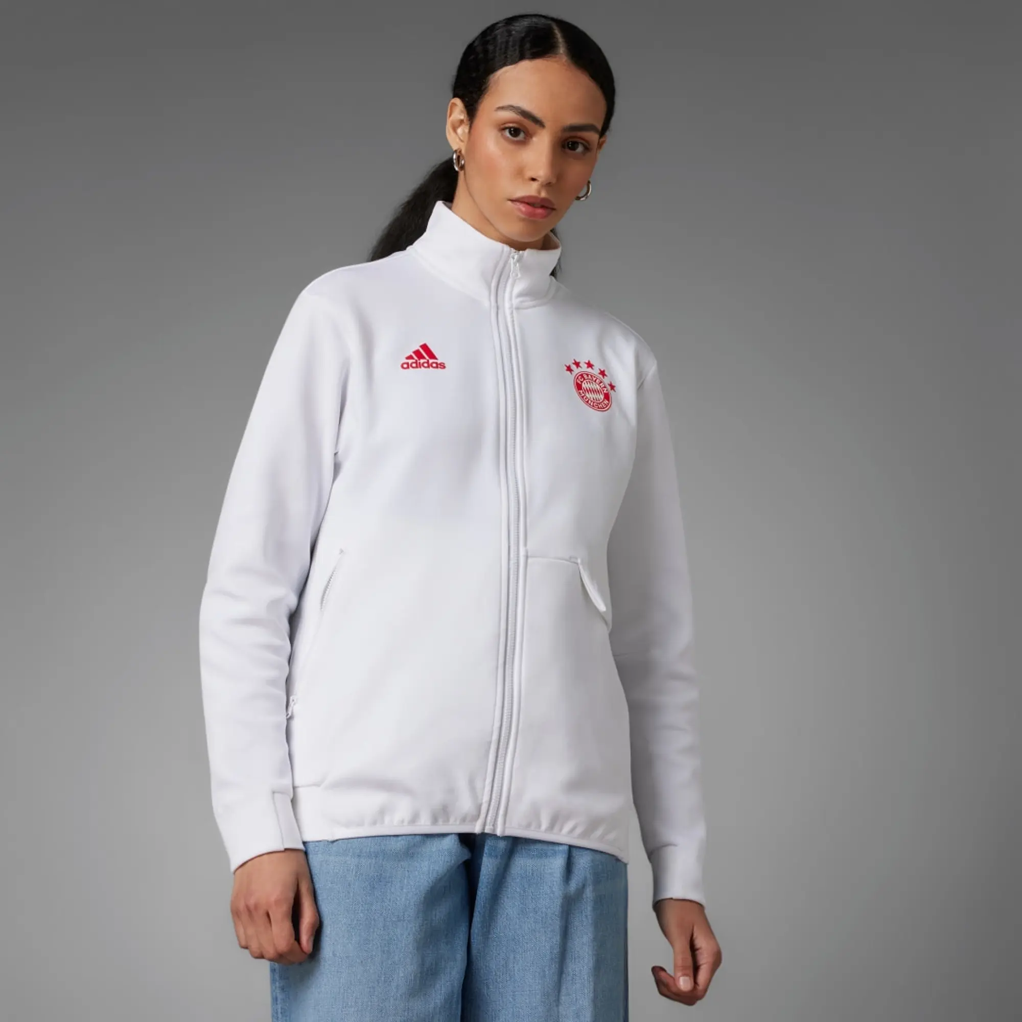 FC Bayern adidas Anthem Jacket - White - Womens
