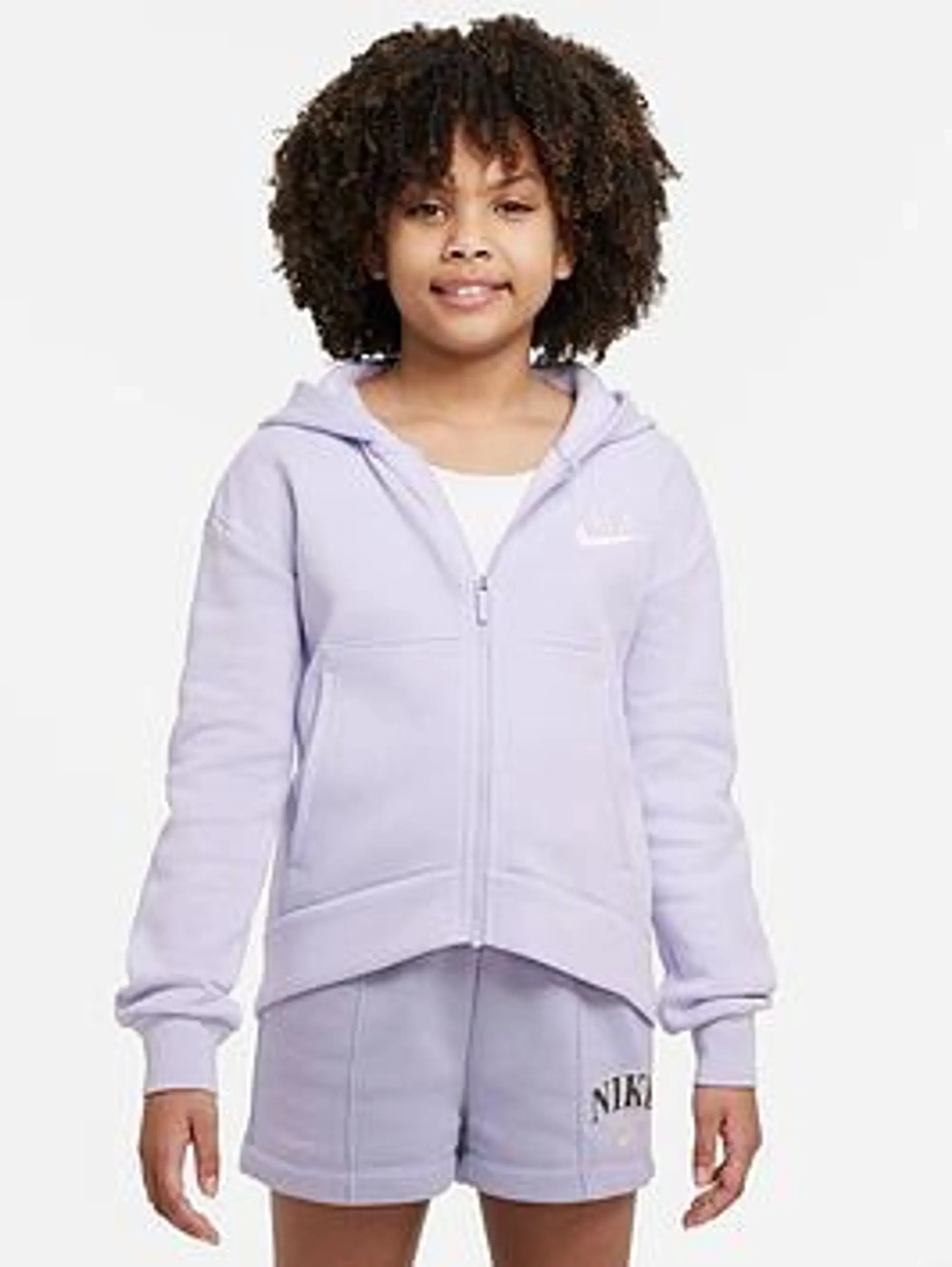 Nike Older Girls Club Fleece Full-zip Hoody, Light Purple | DC7118-536 ...