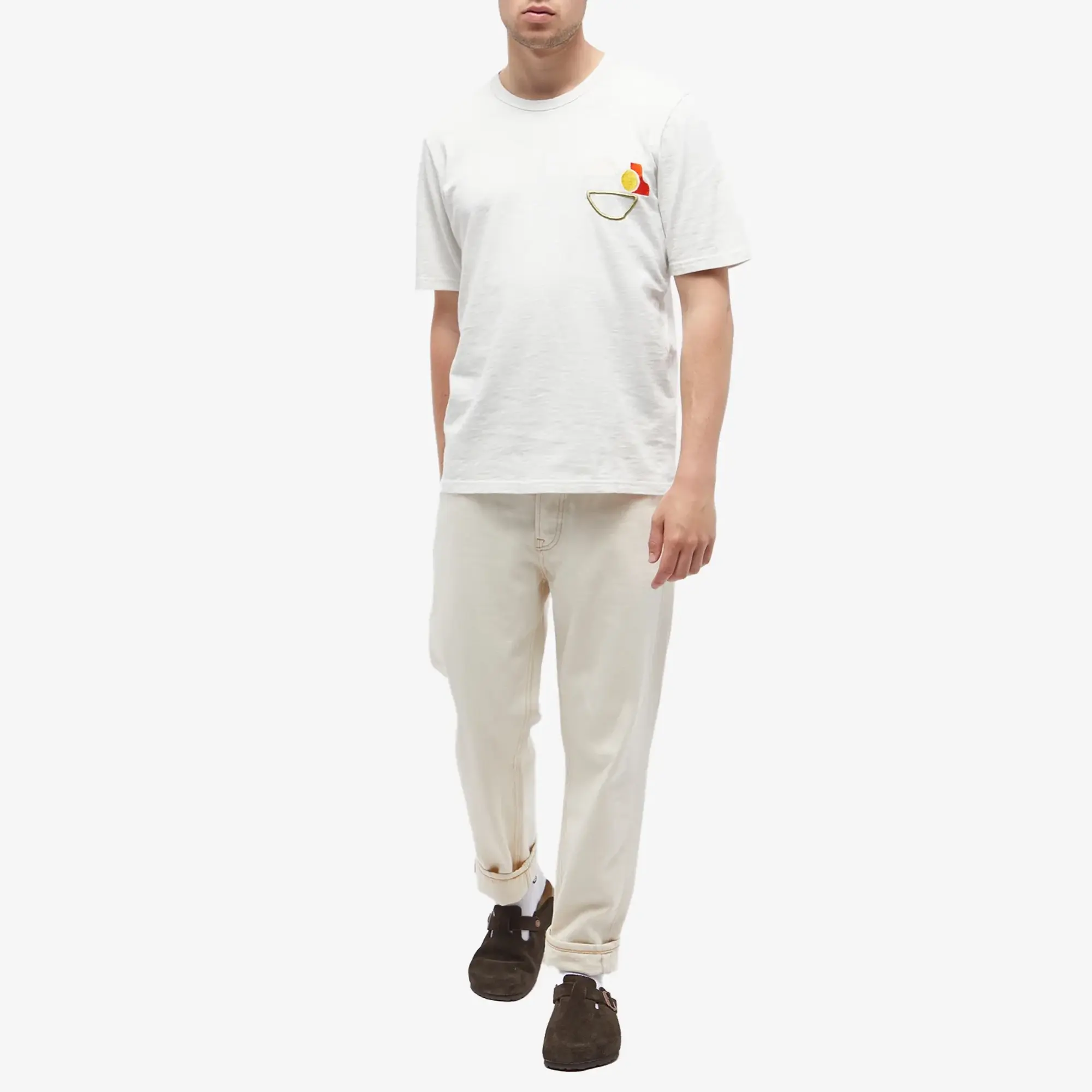 Folk Men's Embroidered T-Shirt Off White
