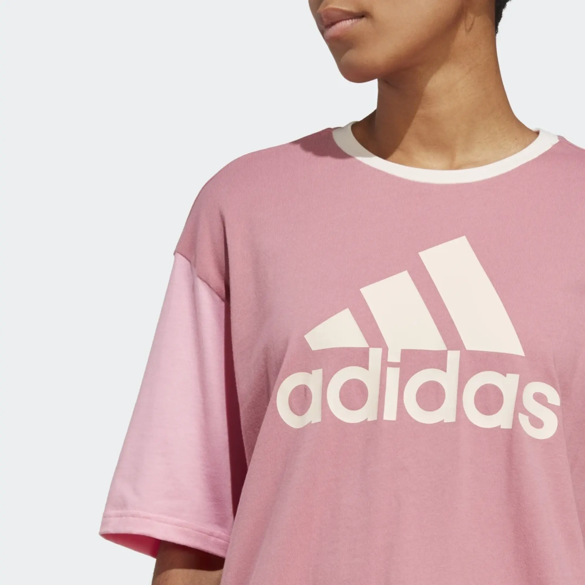 adidas Essentials Big Logo Boyfriend T-Shirt - Pink Strata / Bliss Pink / Shadow Red / Wonder Quartz