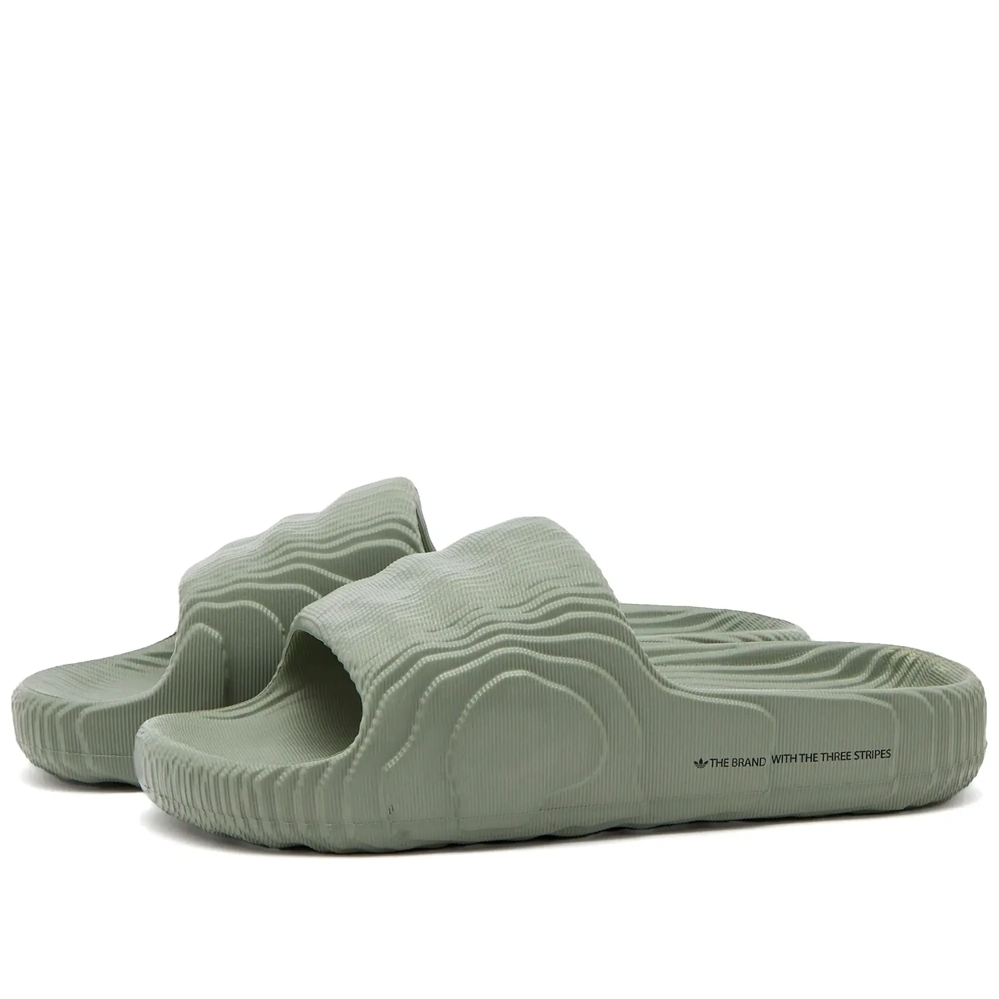 Adidas Originals Adilette 22 Slides In Green-Silver
