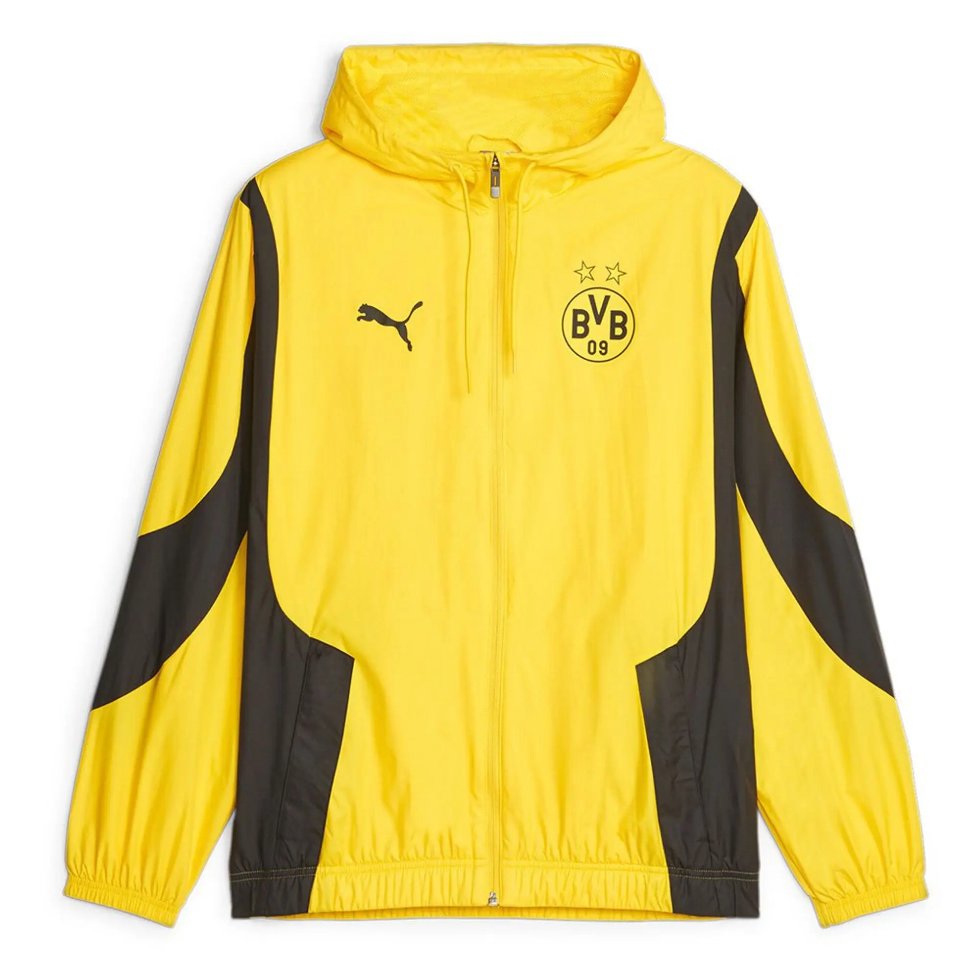 PUMA Borussia Dortmund Men's Prematch Football Jacket, Cyber Yellow/Black