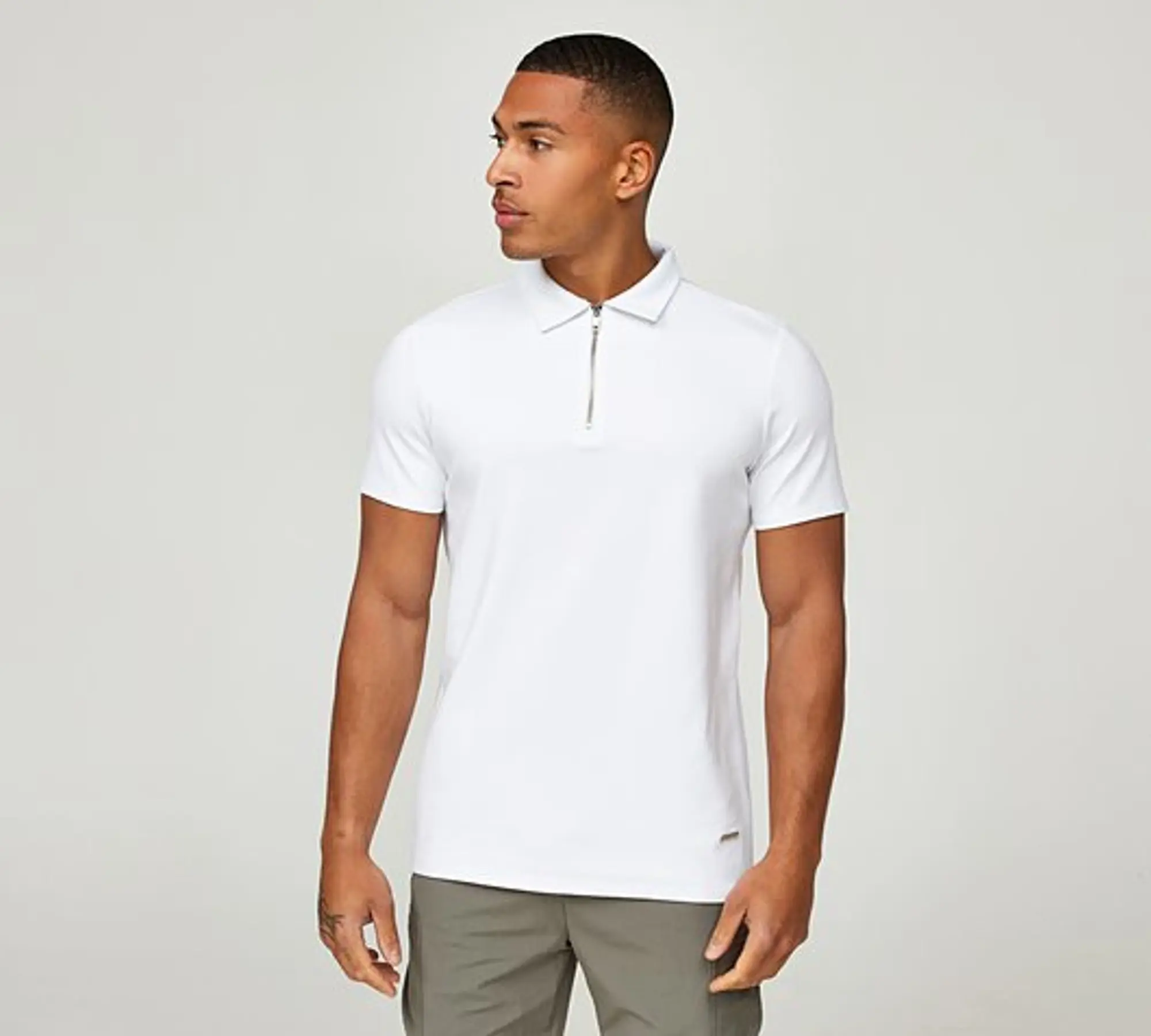 Belier Premium Zip Polo Shirt - White