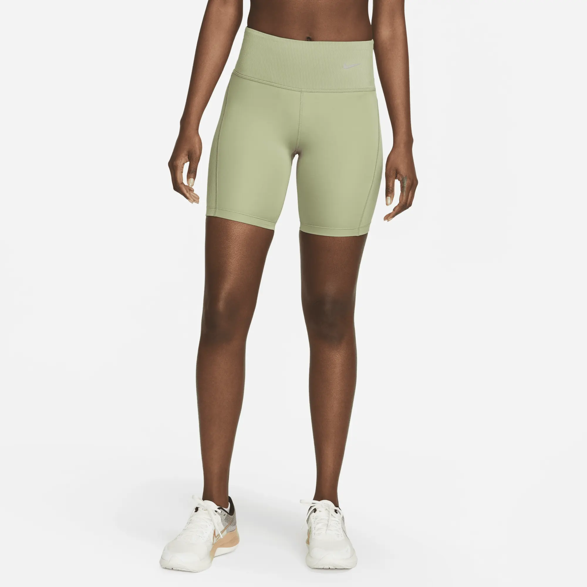 Nike Tight Mid-rise Ribbed-panel Running Shorts, Green