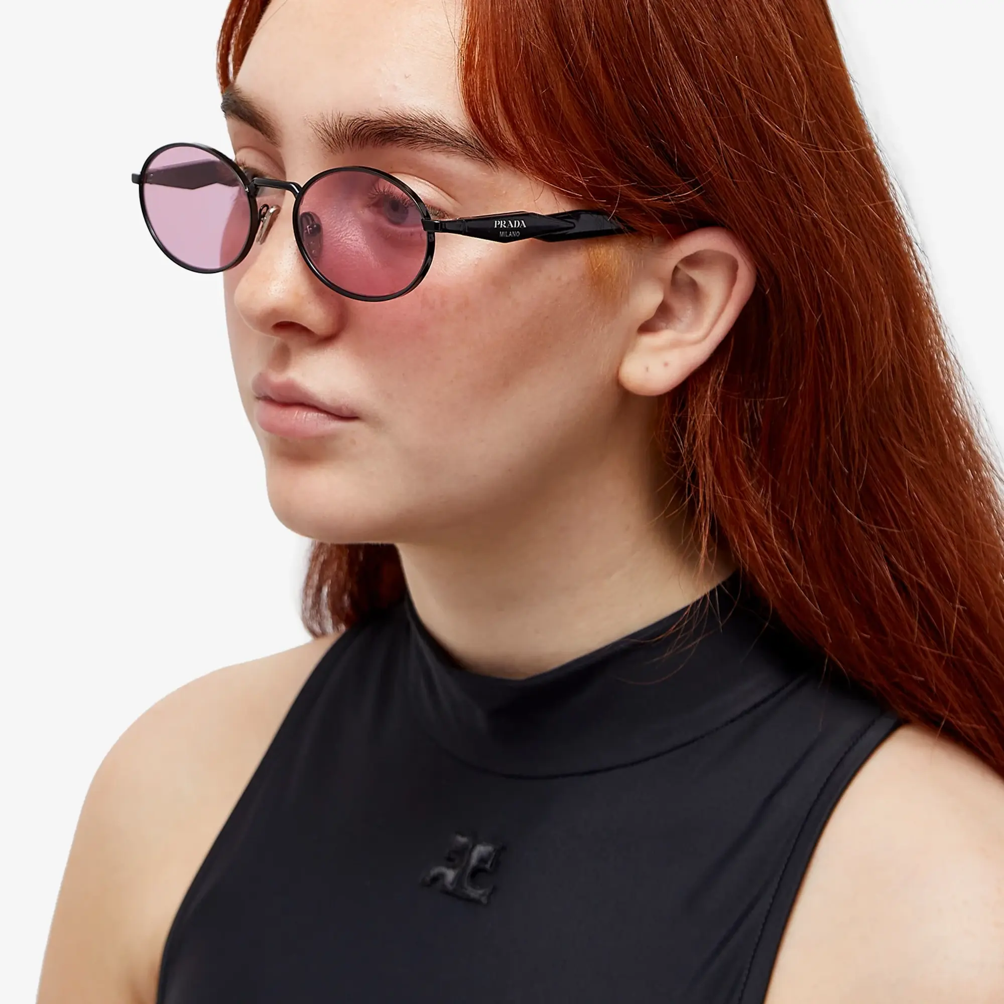 Prada Eyewear Women's PR 65ZS Sunglasses Black/Pink