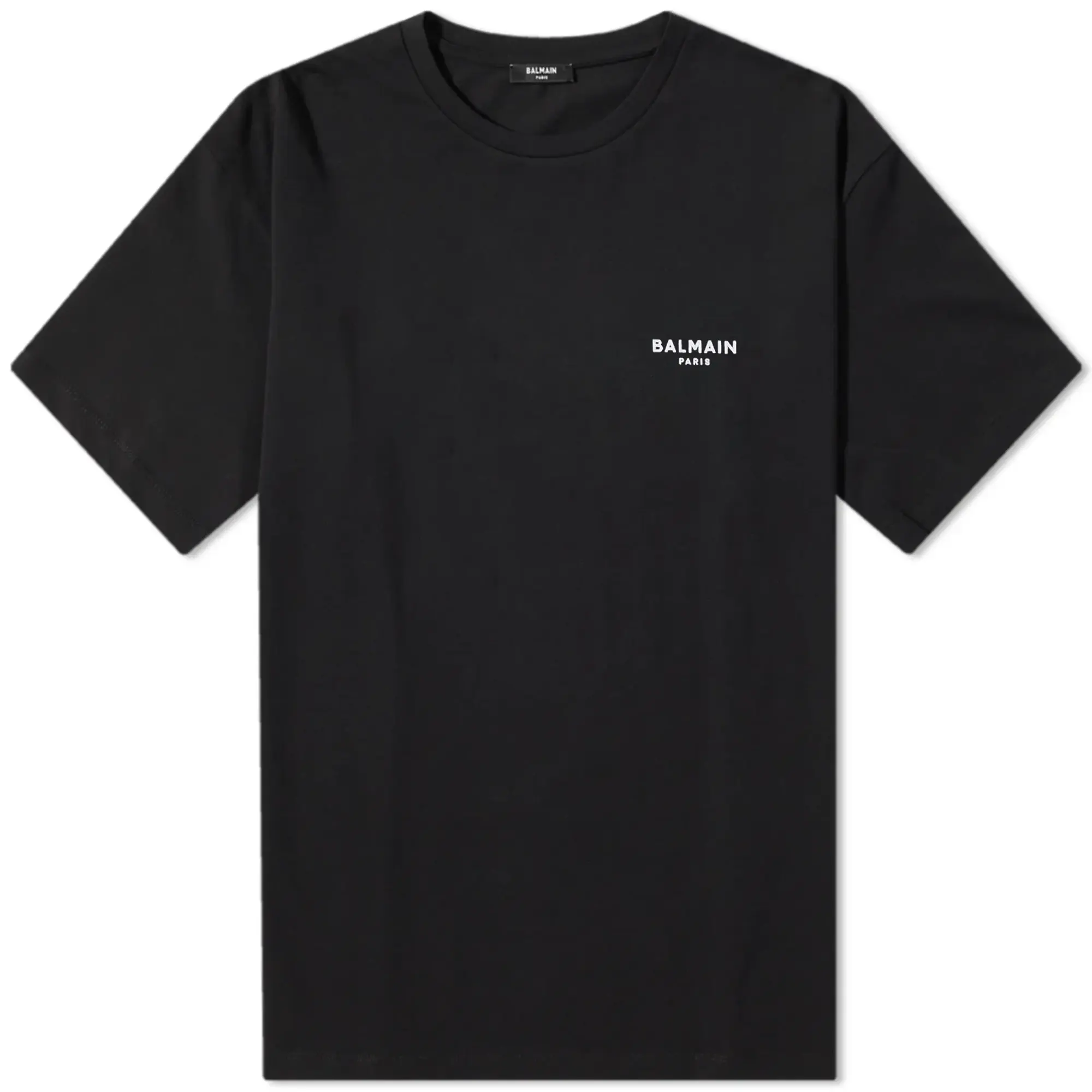 Balmain Men's Flock Small Logo T-Shirt Black/White