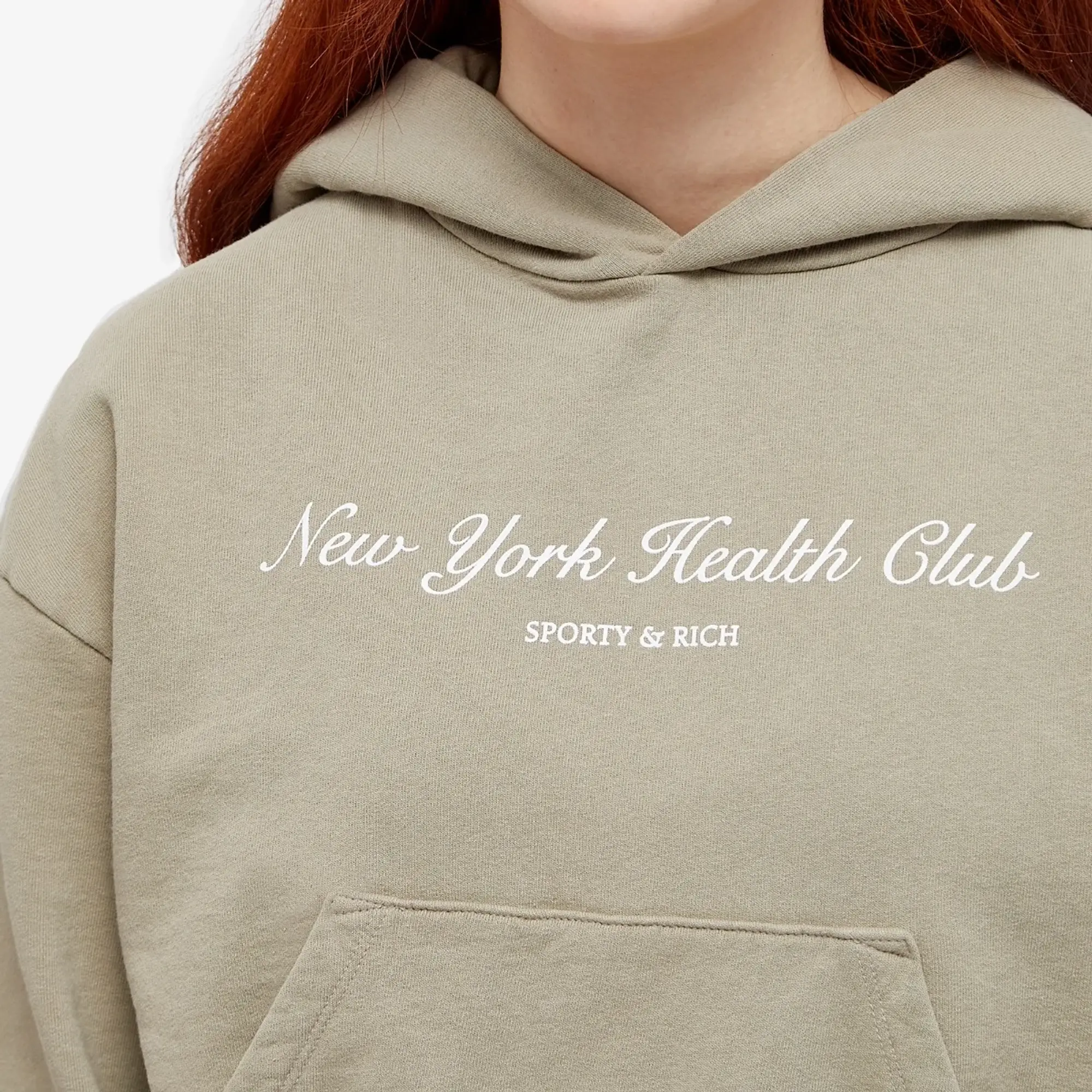 Sporty & Rich Women's NY Health Club Cropped Hoodie Elephant/White