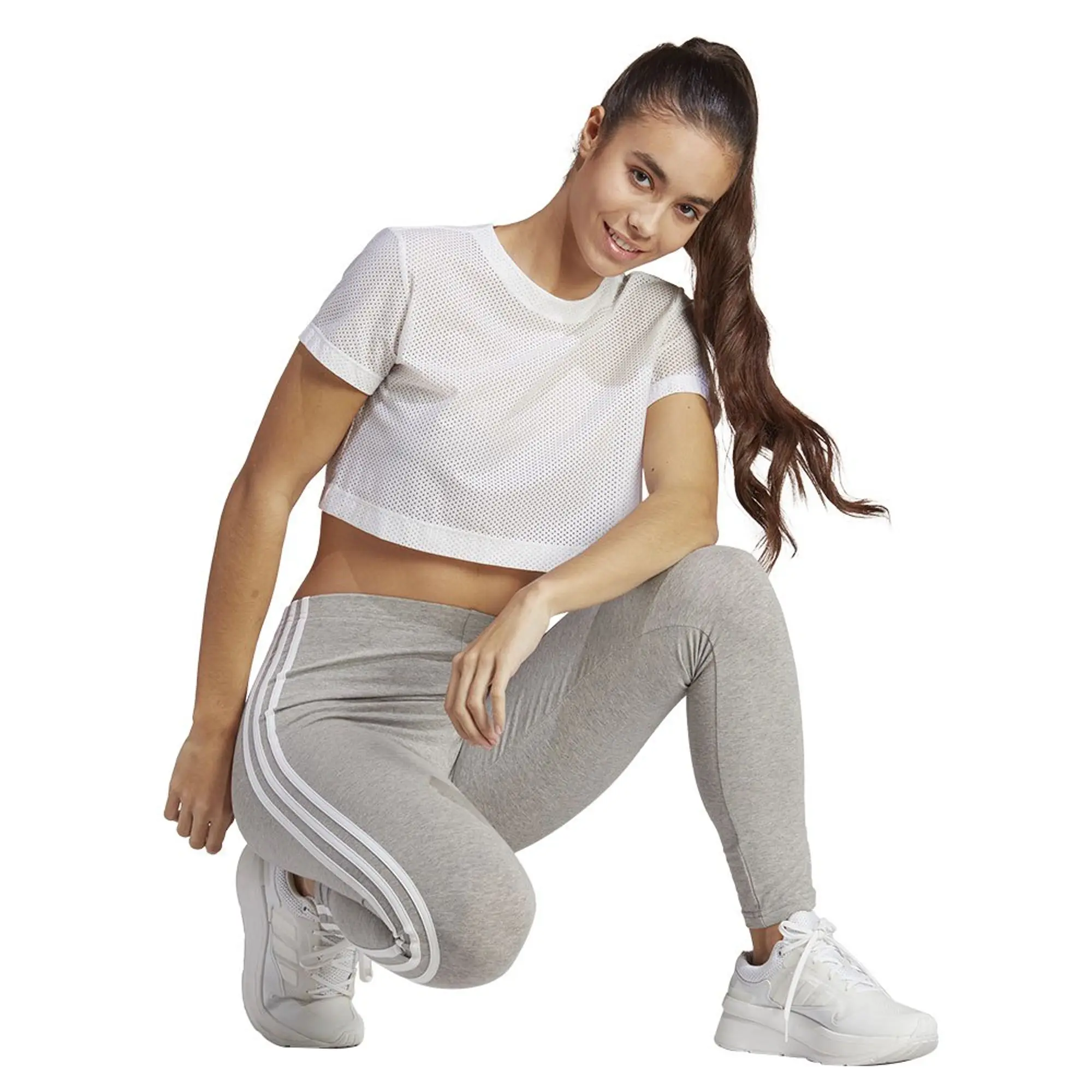 adidas Sportswear Essentials 3-stripes High-waisted Single Shirt Leggings - Grey/White, Grey
