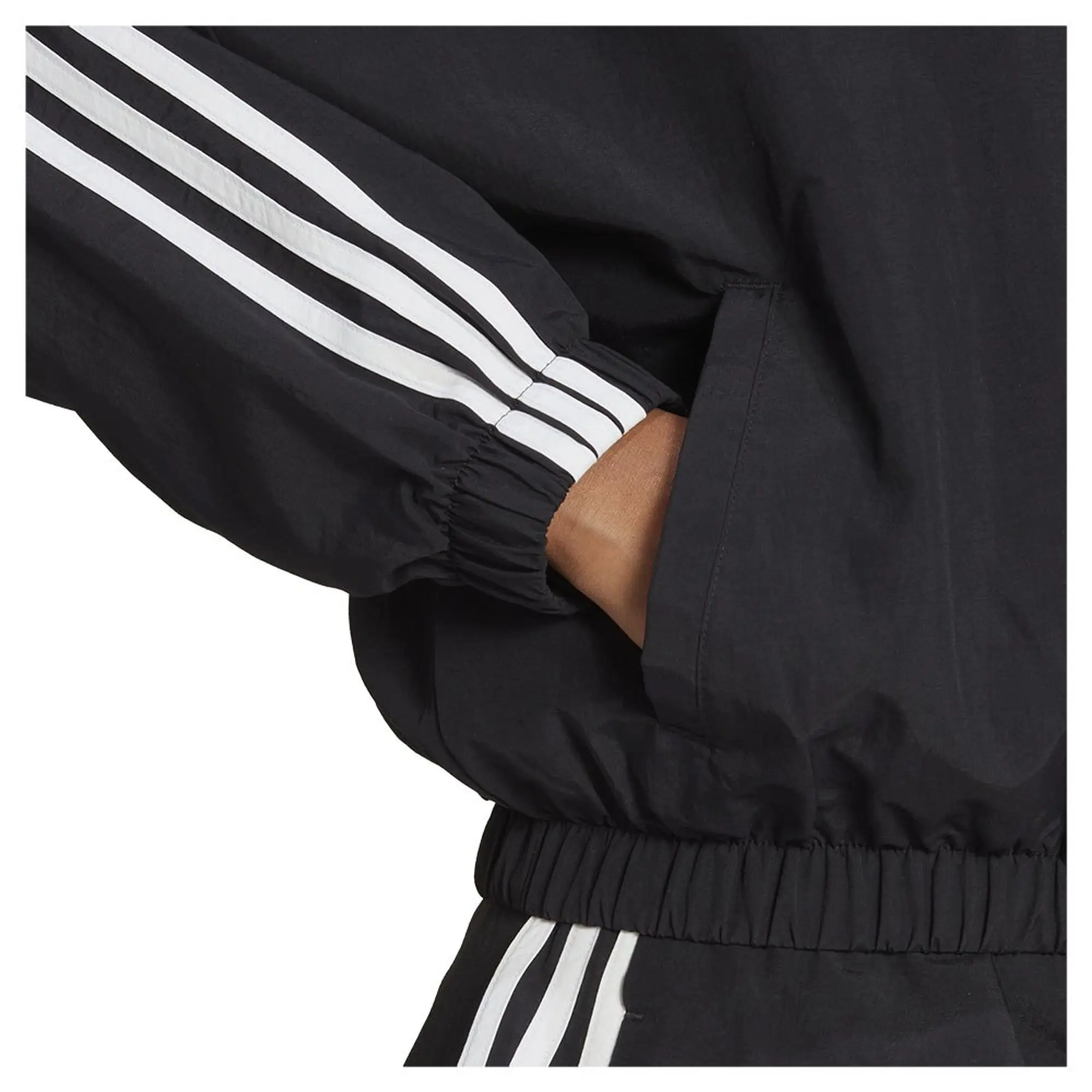 adidas Sportswear Womens 3 Stripe Windbreaker - Black/White, Black/White