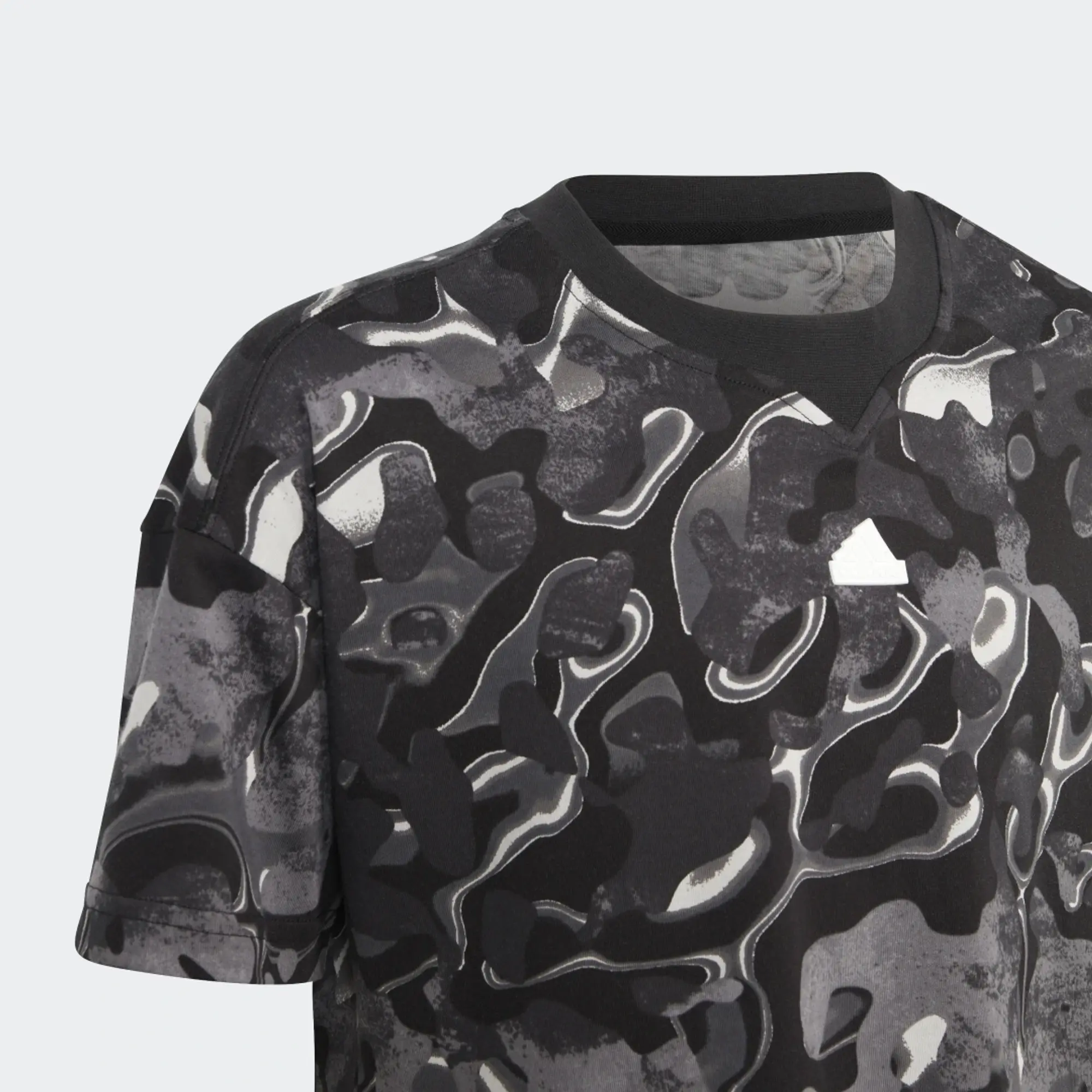 adidas Future Icons Allover Print Cotton T-Shirt Kids - Grey Two / Grey Three / Black