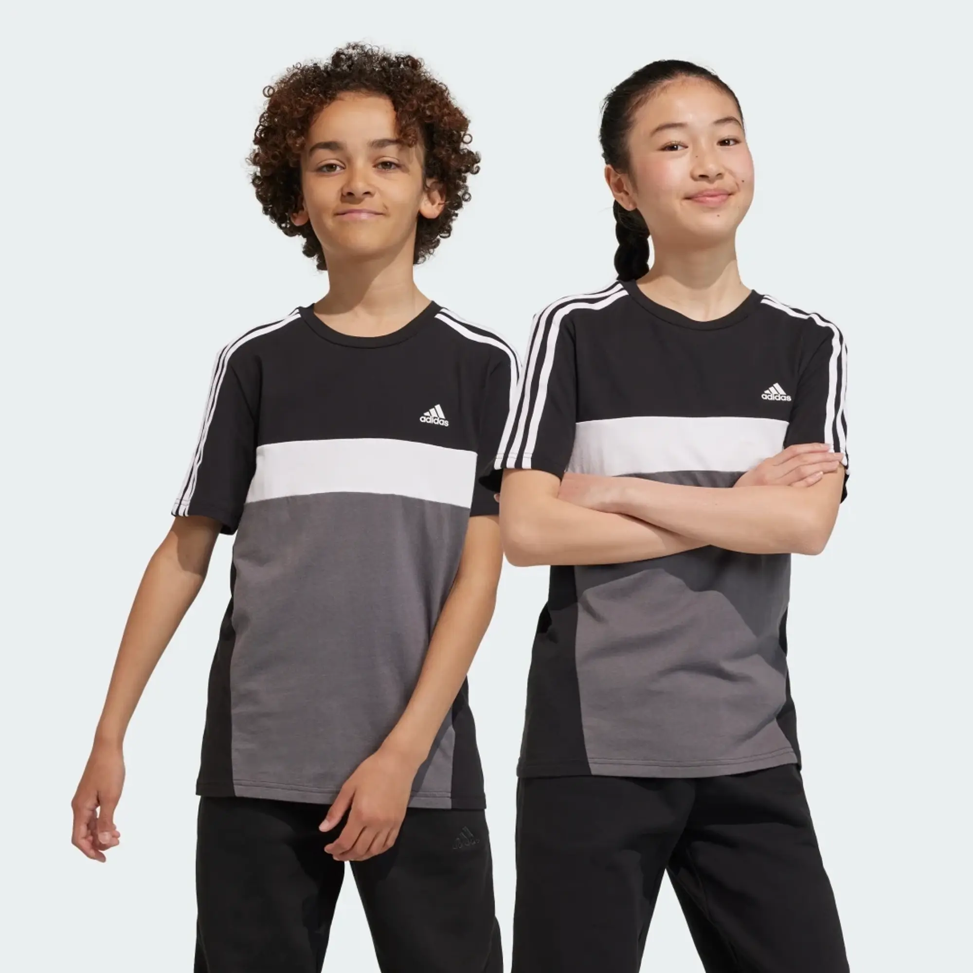 Boys, adidas Sportswear Junior Kids Colorblock Short Sleeve T-Shirt  - Black/Grey, Black