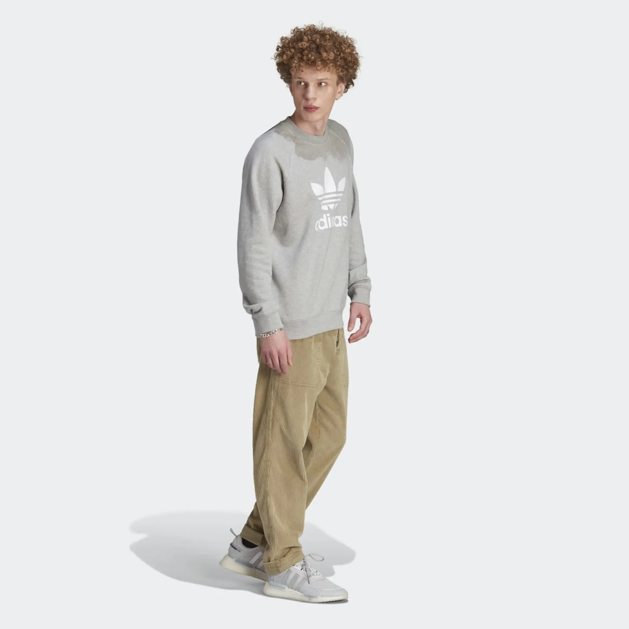 Adidas Originals Adicolor Large Trefoil Logo Sweatshirt In Grey