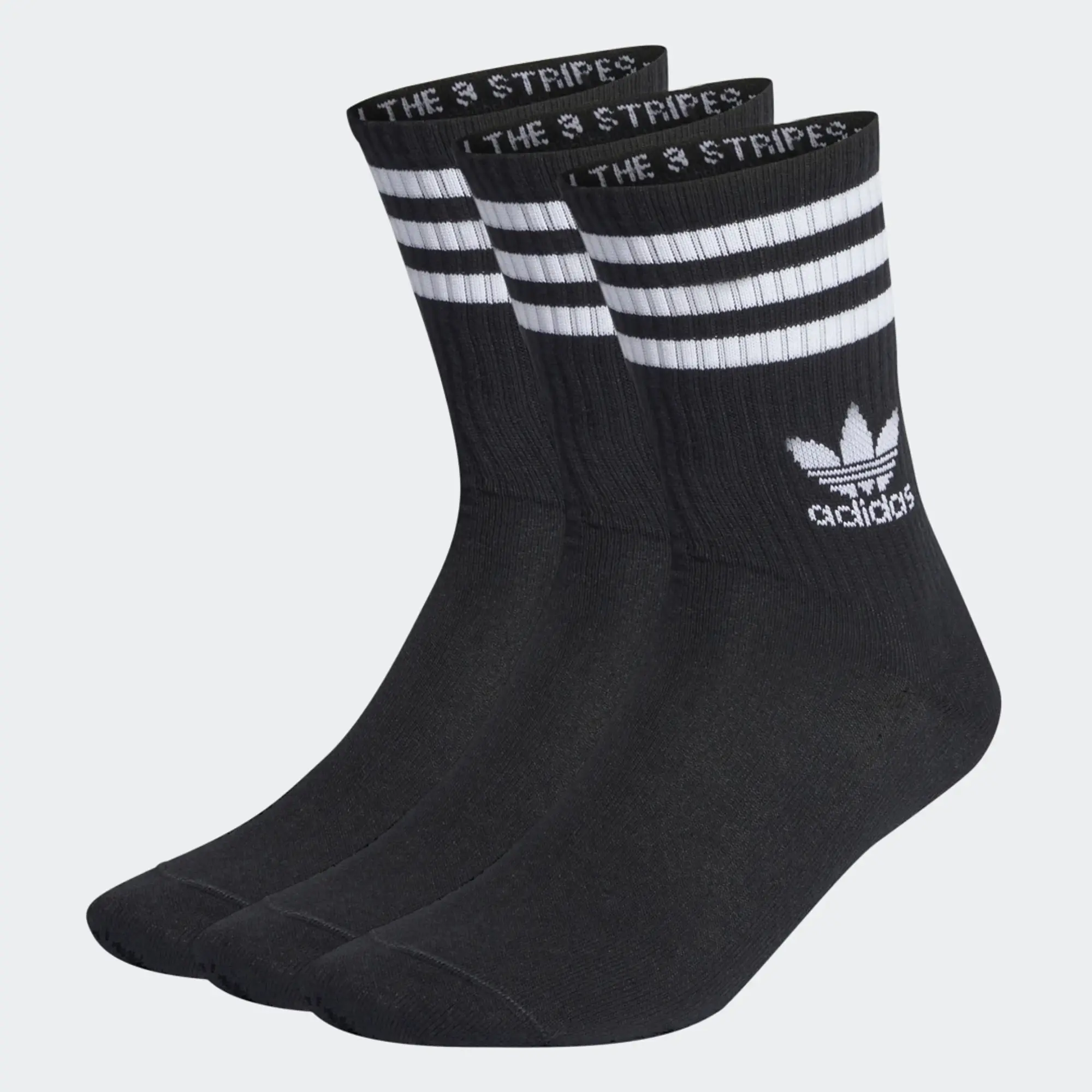 Adidas Originals 3 Pack Mid Cut Socks In Black