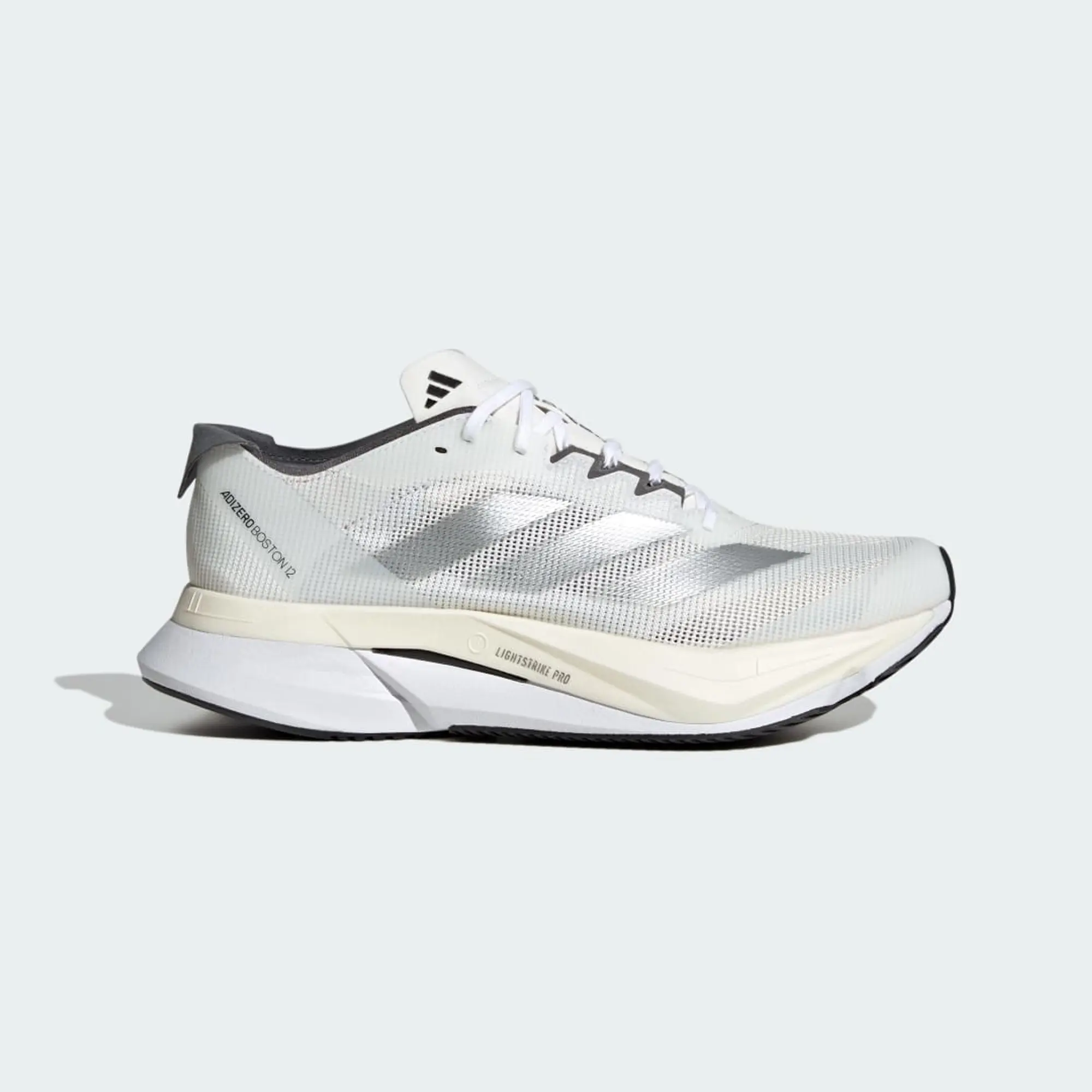 adidas Adizero Boston 12 Shoes - Cloud White / Silver Metallic / Grey Five