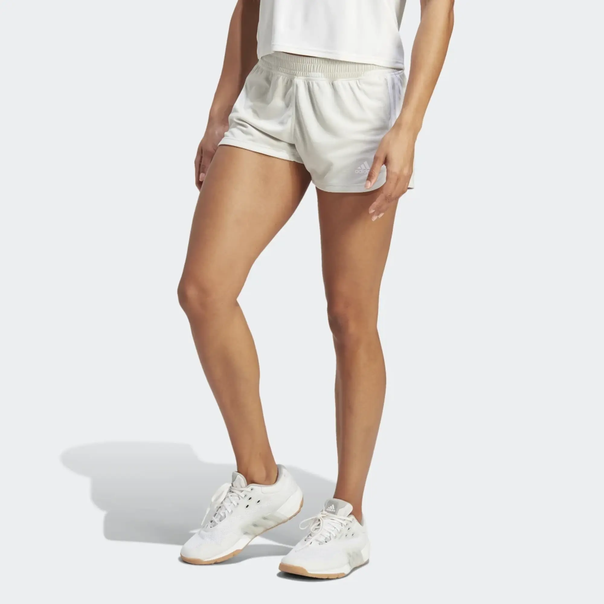 Adidas Pacer 3 Stripes Knit Shorts  - White