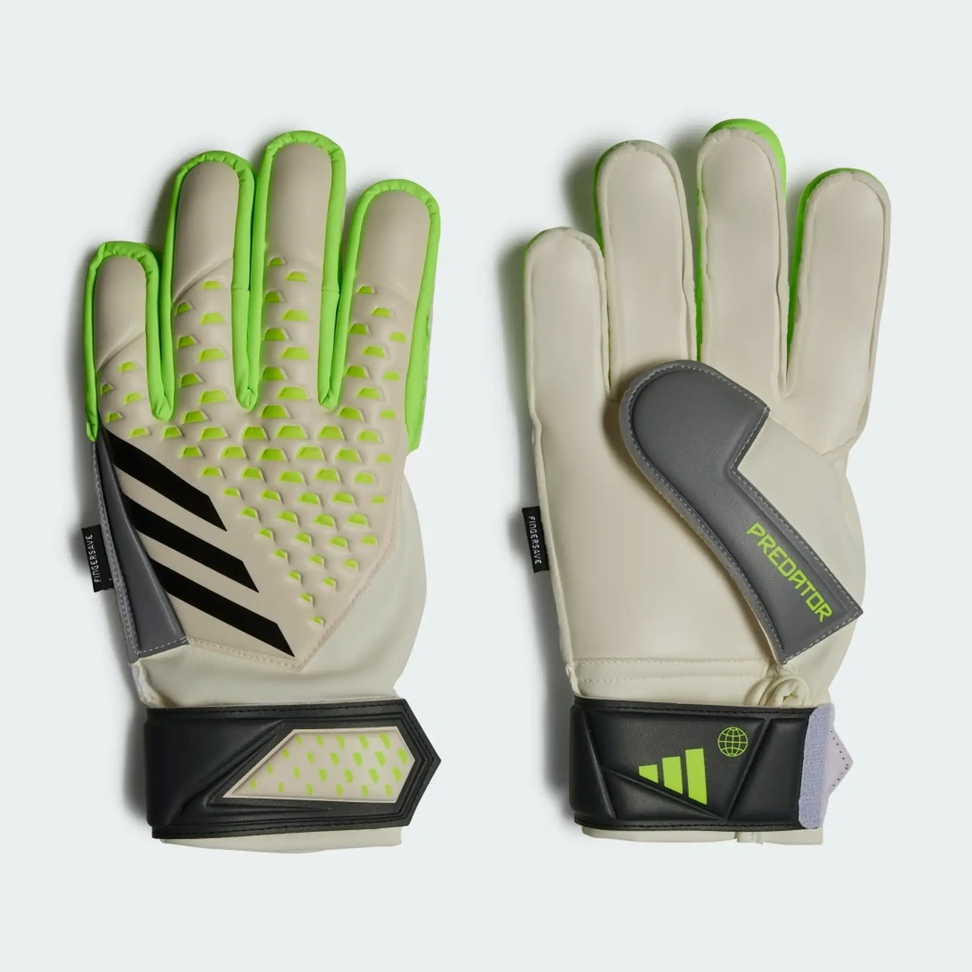 adidas Predator Match Fingersave Goalkeeper Gloves - White / Lucid Lemon / Black