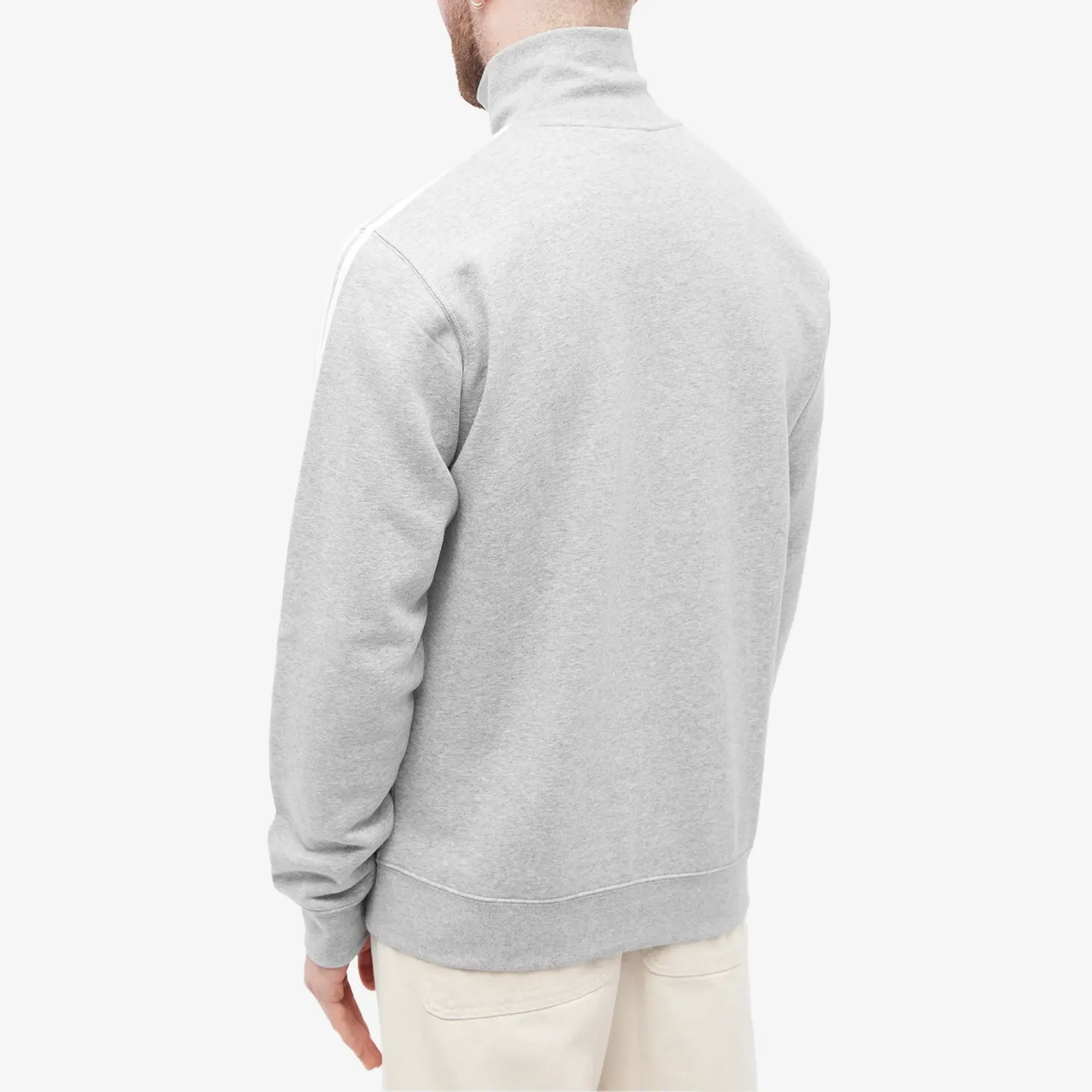 Adidas Men's 3 Stripe Half-Zip Sweat Medium Grey Heather/White