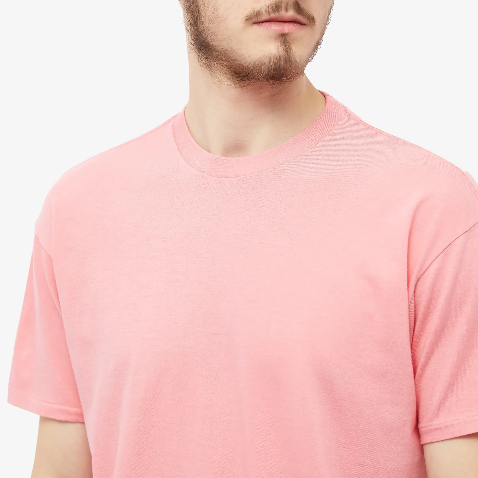 Auralee Men's Seamless Crew T-Shirt Pink | A00T01ST-PINK | FOOTY.COM