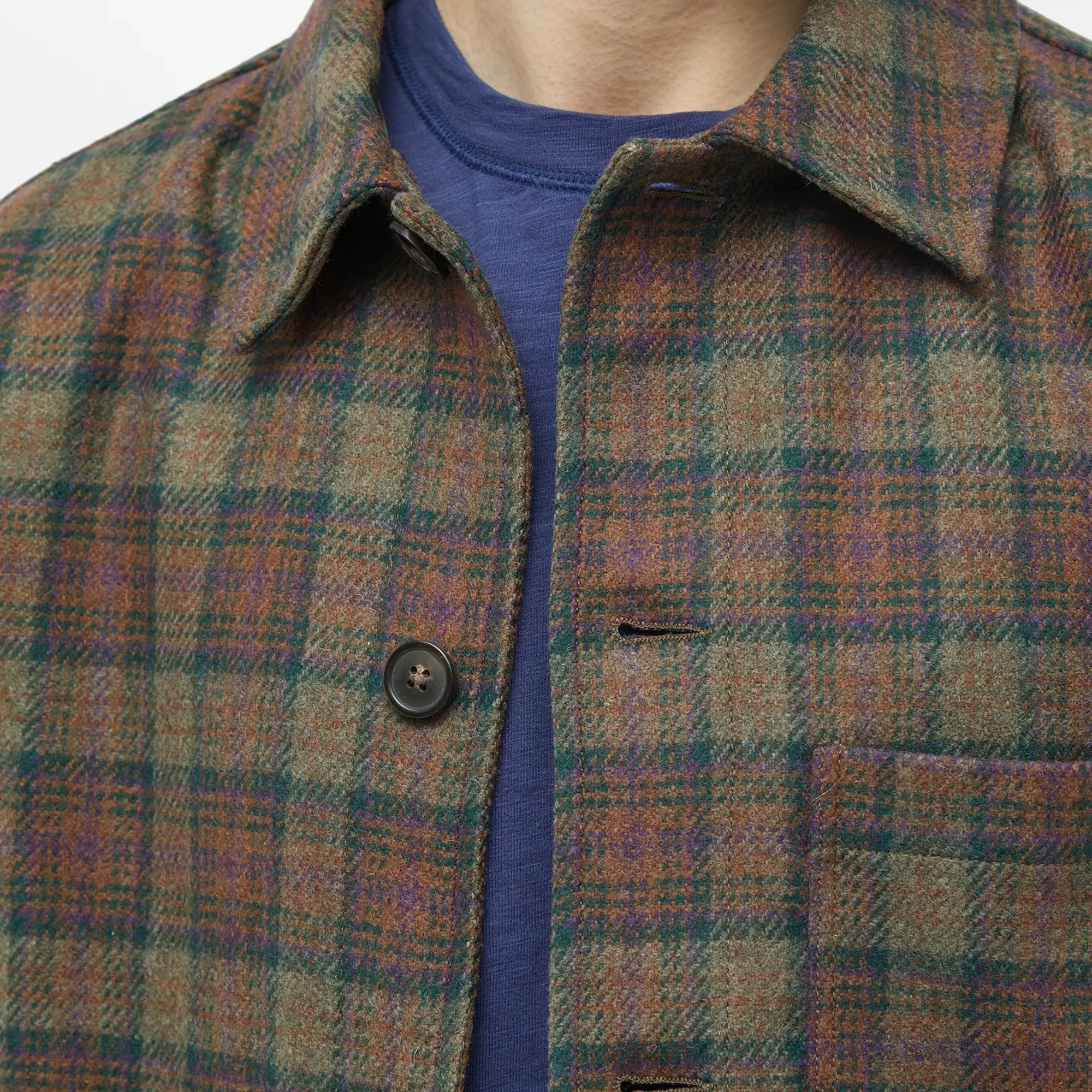 A.P.C. Men's Emile Checked Wool Chore Jacket Brown