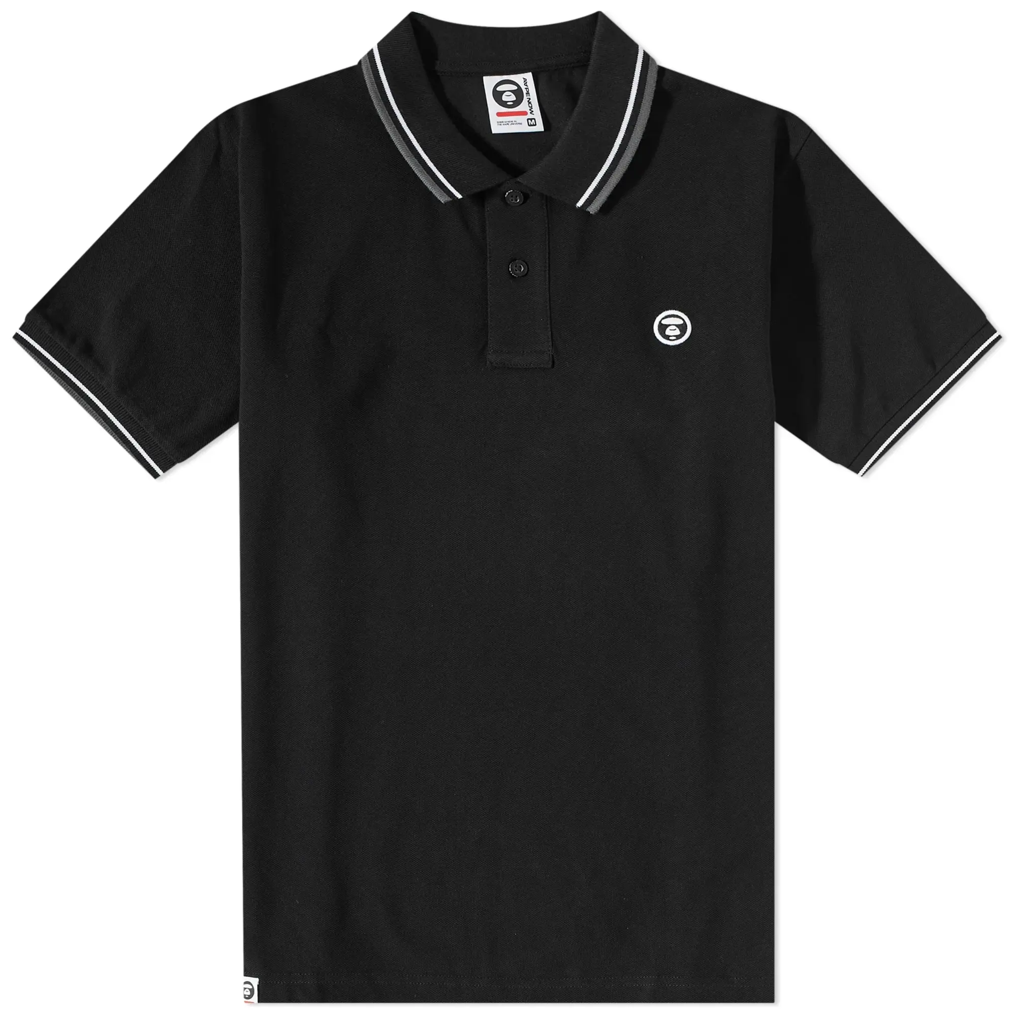 A Bathing Ape AAPE Now Embroidered Badge Polo Black