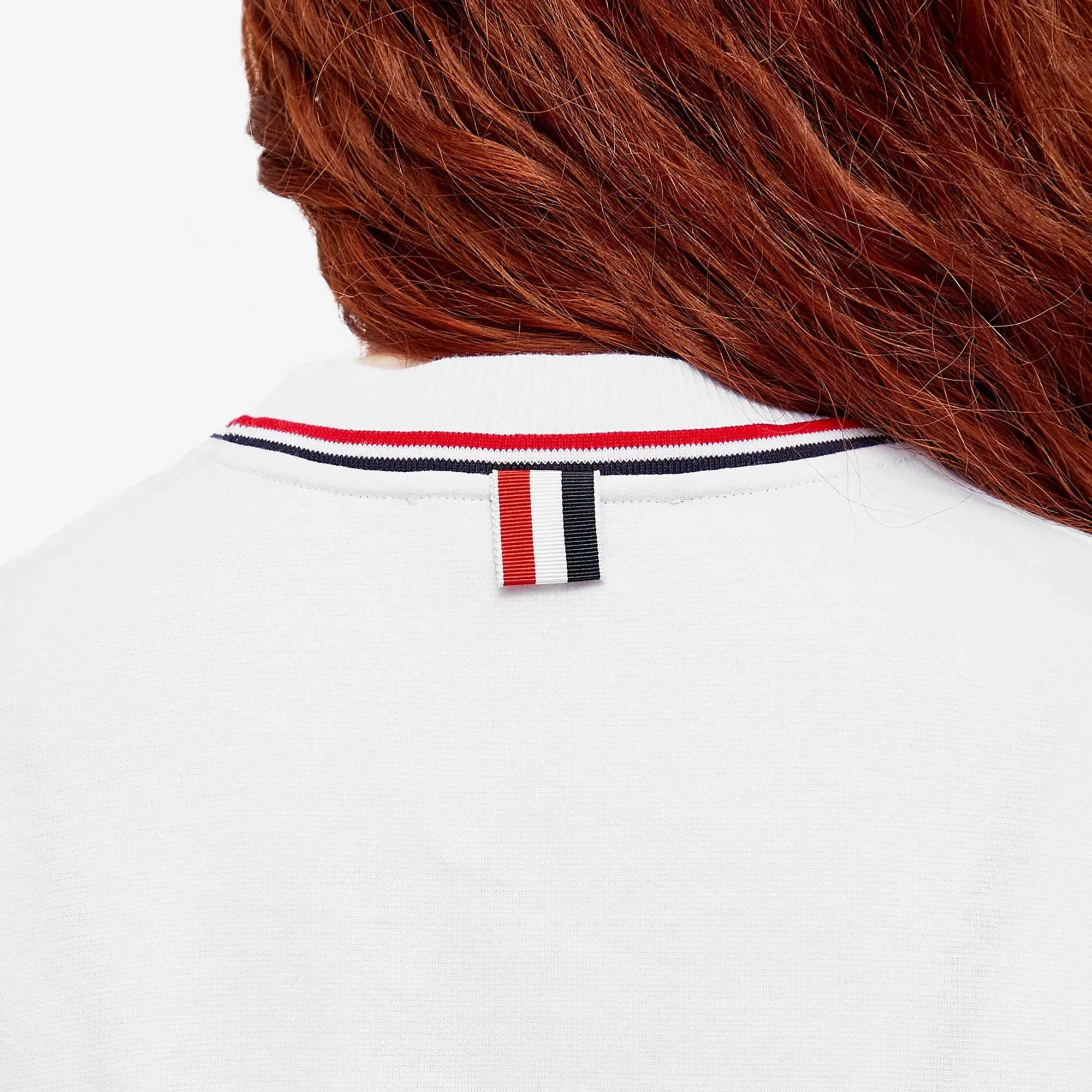Thom Browne Women's Rwb Stripe Mock Neck T-Shirt White